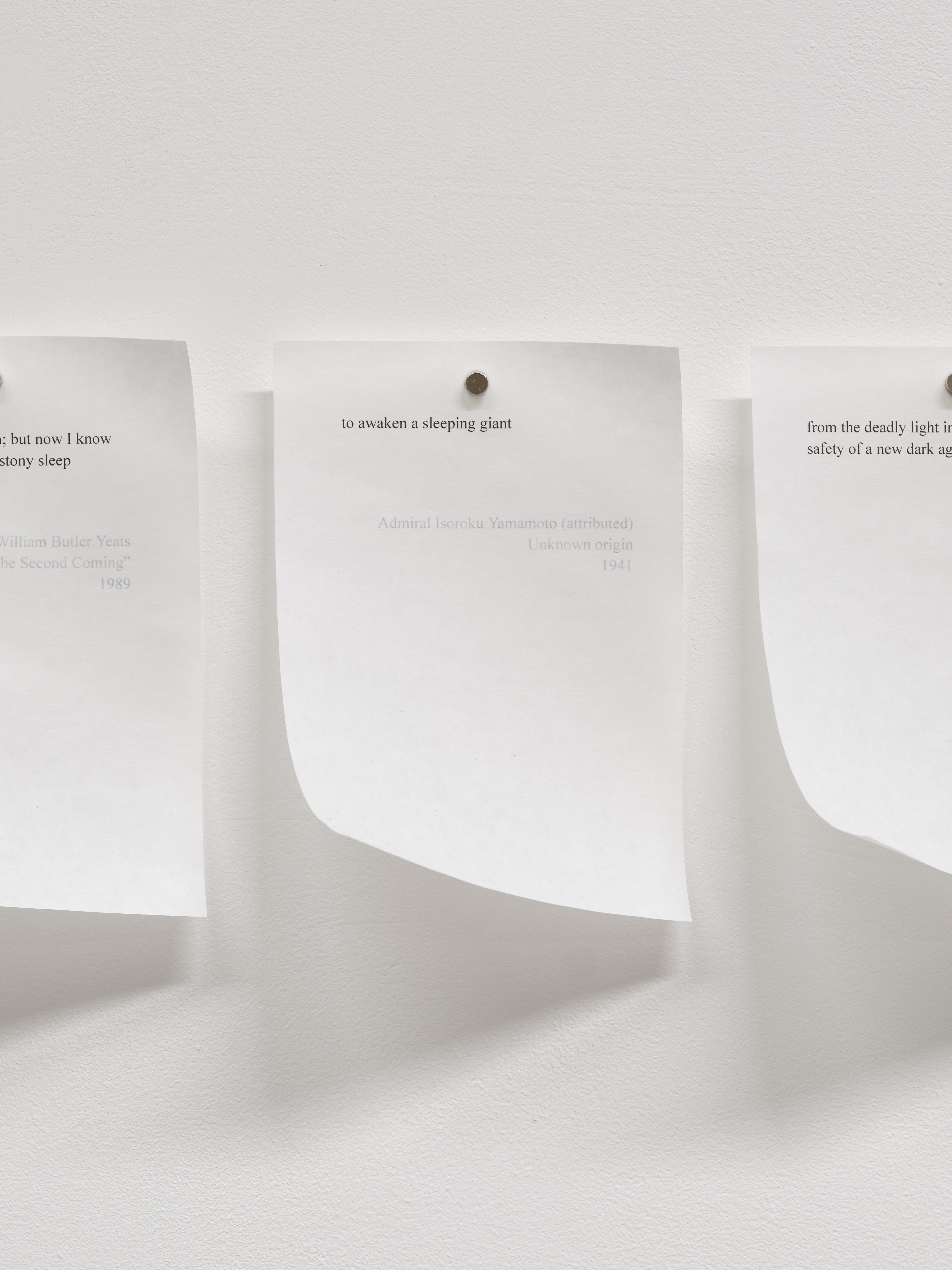Poem in High Contrast, 2025. Inkjet print on tracing paper with magnets.