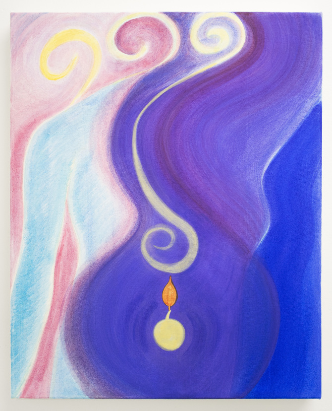 down in the blue heart, acrylic and flashe on canvas, 24x20 inches, 2019