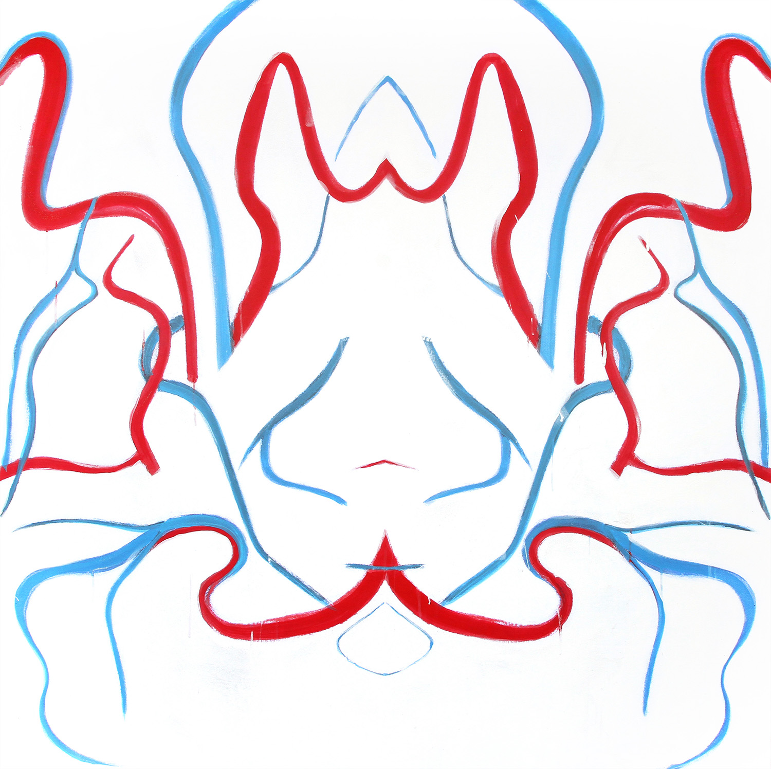 Split de Kooning 2, 2015, Original acrylic on canvas with printed background, 54 ½ x 55 in.