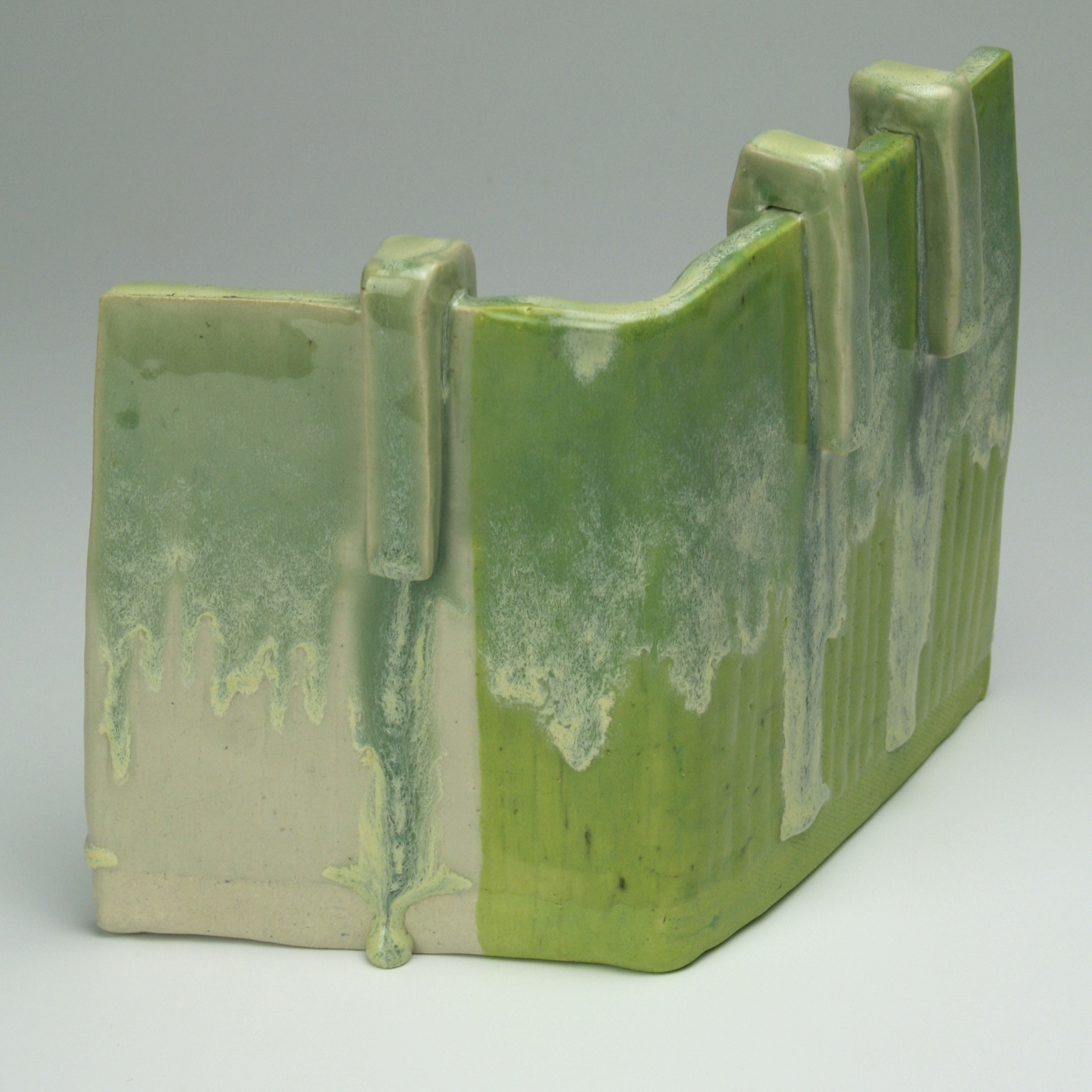 Waving Wall, 5 x 12 x 7 inches, glazed earthenware
