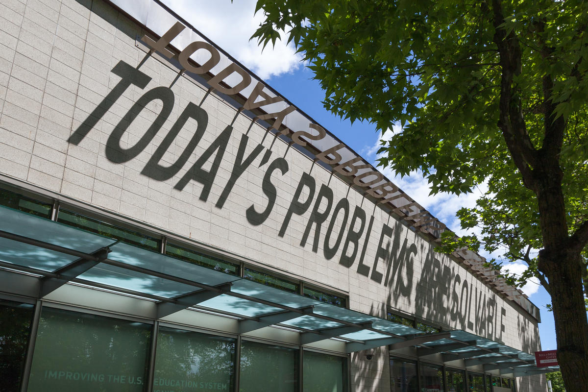 The Bill & Melinda Gates Foundation Visitor Center, facade signage and interior architecture designed by Alan Maskin