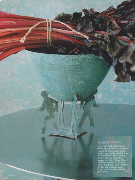 Four Man Bowl; patinated copper