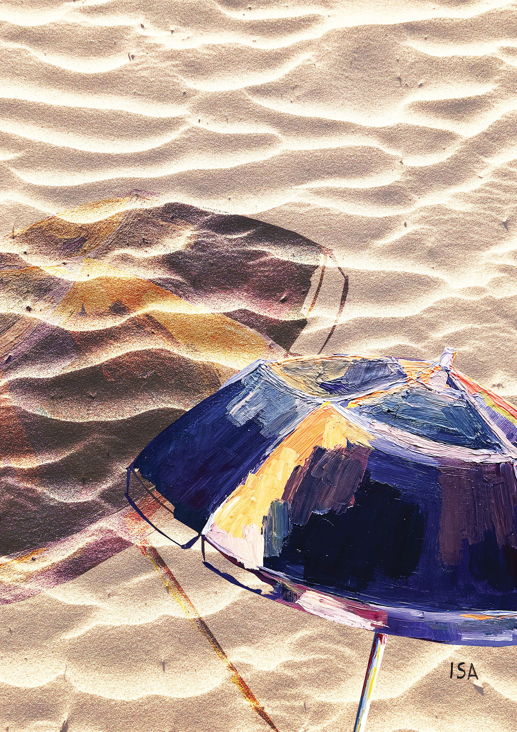 Under the shade 30x40, Mixed media on Hahnemühle paper Barcelona 2023