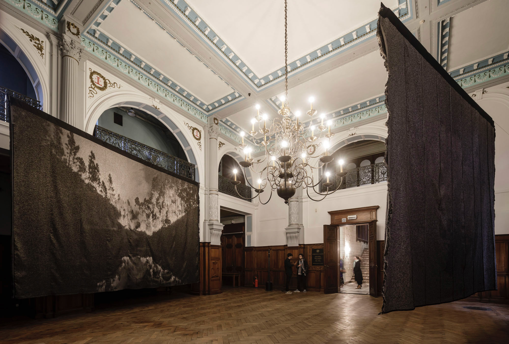 BURNING LANDSCAPE VI & VII |2019 Steganography on Jacqard 572 x 300 cm & 560 x 440 cm
