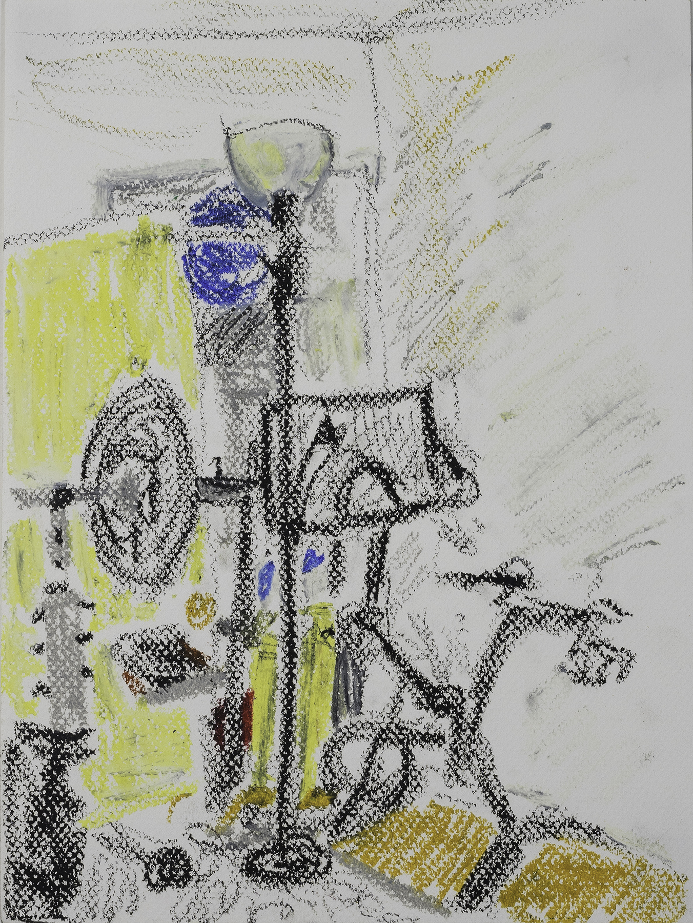 View #1 From My Temporal Room in Harlem (NY)   (2021)  Interiorism & Exteriorism   9 x 12 in   Oil Bar on Cotton Paper