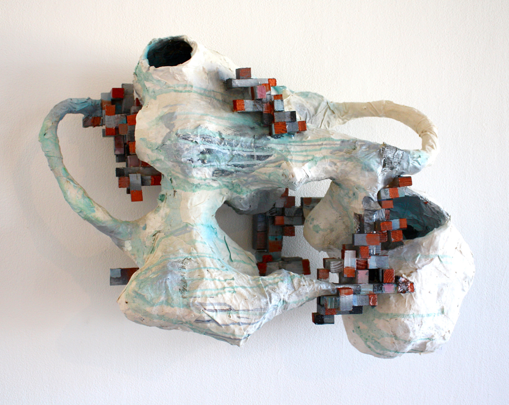 Portal into Another Dimension, 2015 papier-mâché, wood and acrylic, 20” x 35” x 13”