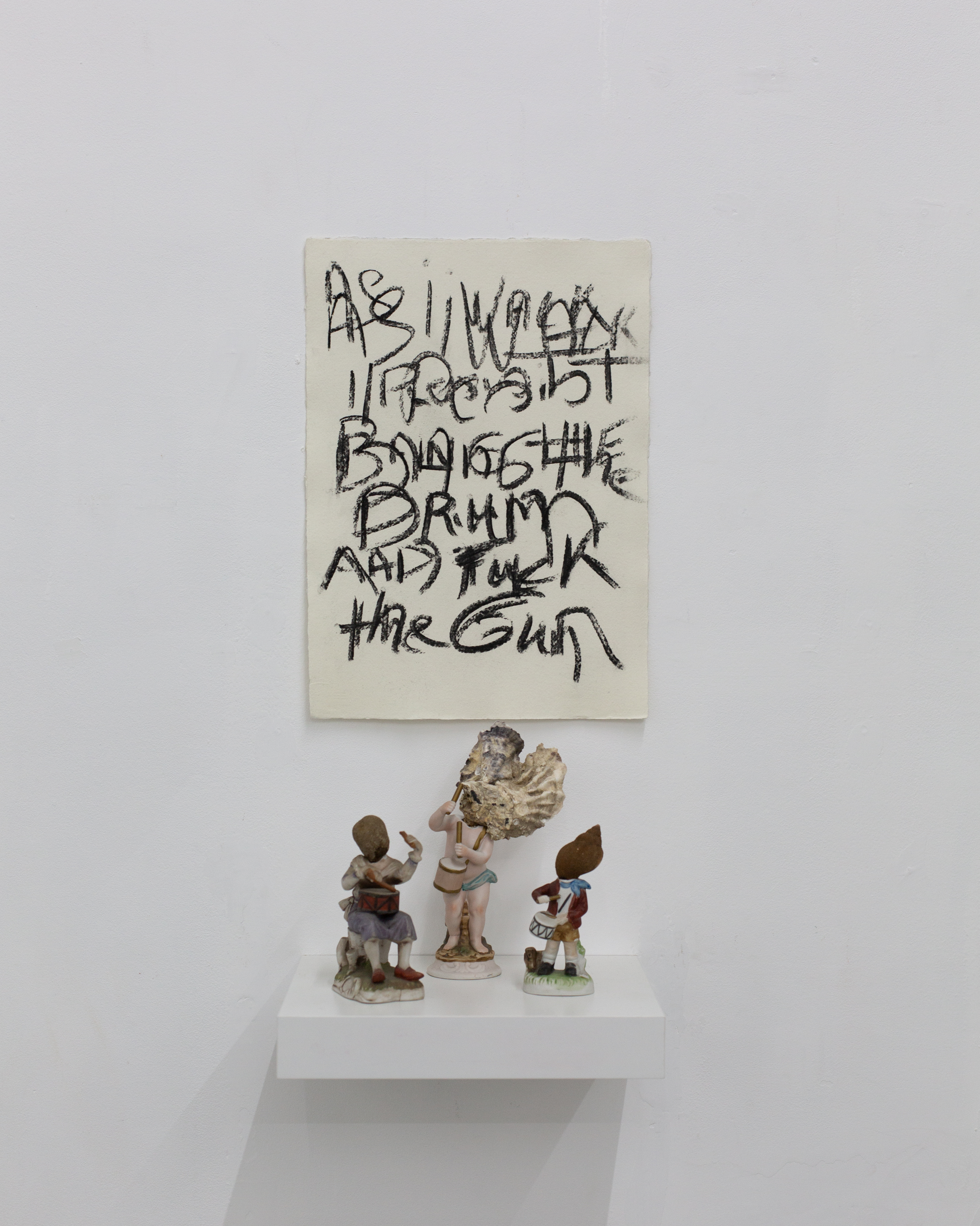 'Bang the drum and Fuck the gun', 2025. Mixed media Variable dimensions