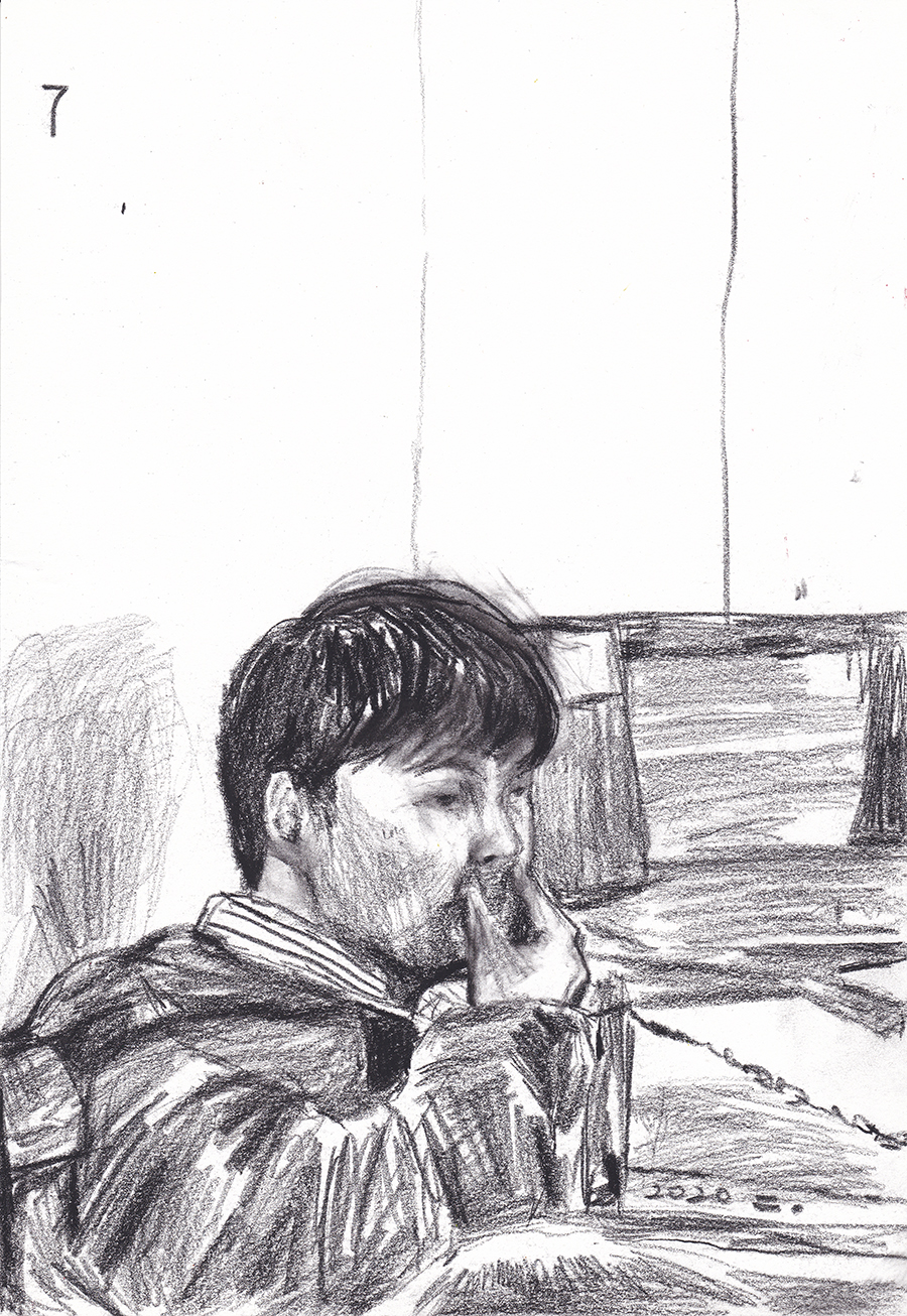 노란 남자, 2020, pencil on paper, 27.9*21(cm)