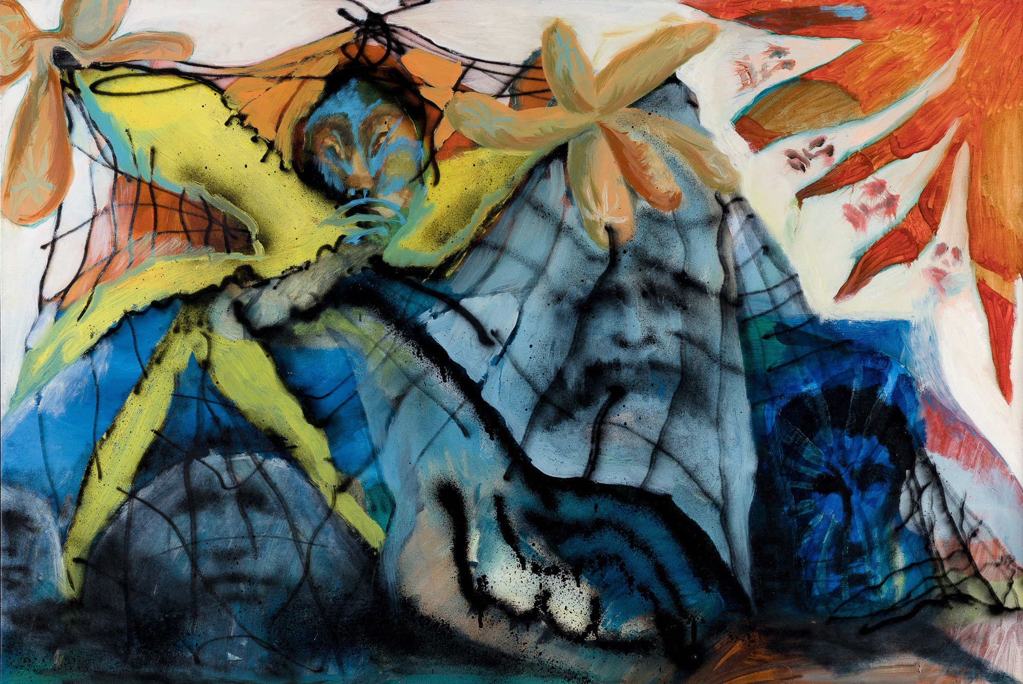 Il Gettaretioil and spray paint on canvas, 60x90cm, 2021