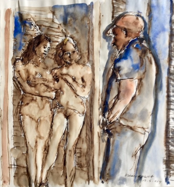 De Wallen 2014 - watercolor gewassen tekening 30x20 cm