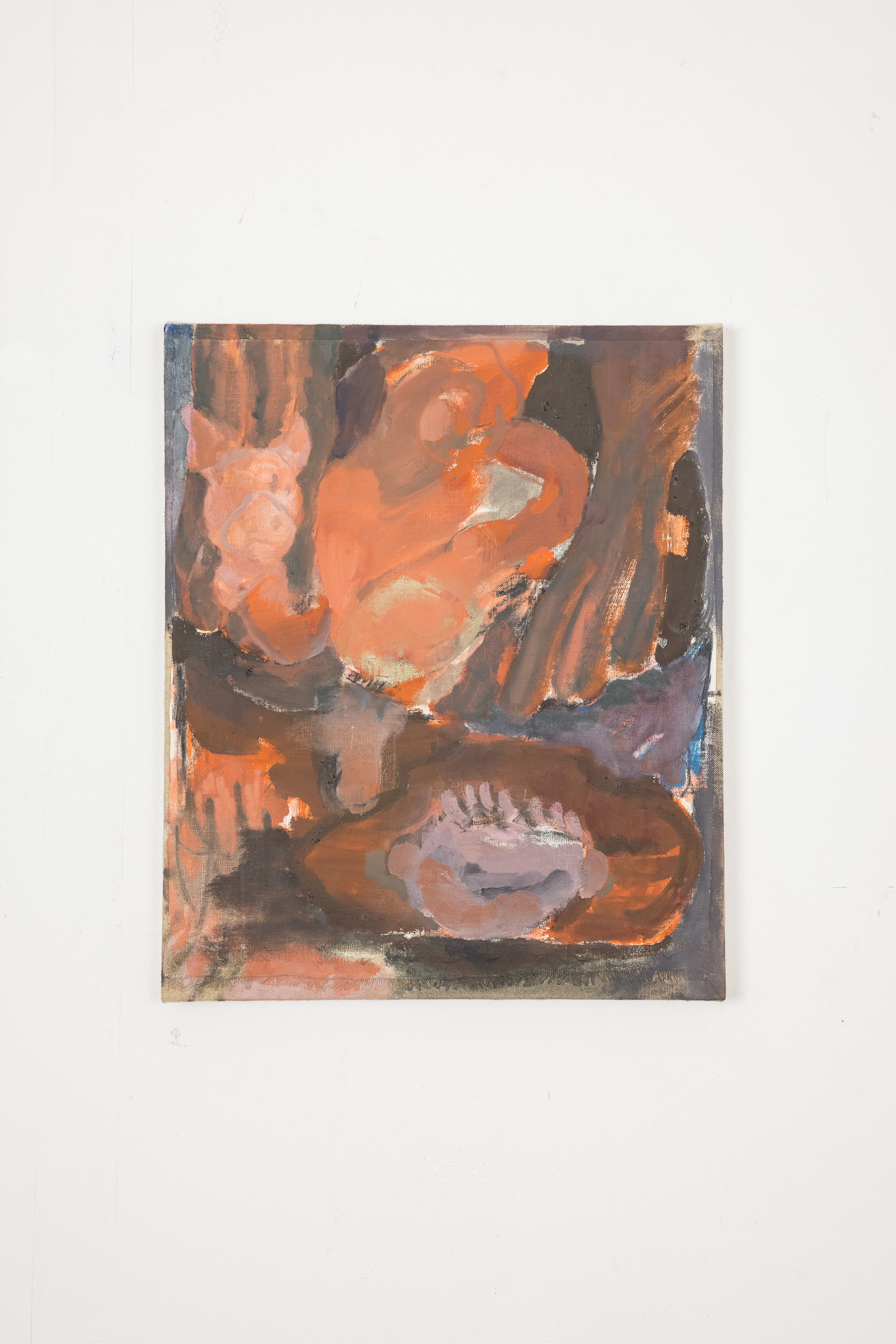 Puppet Show, 2021, Oil on Paper over Linen, 18" x 15"