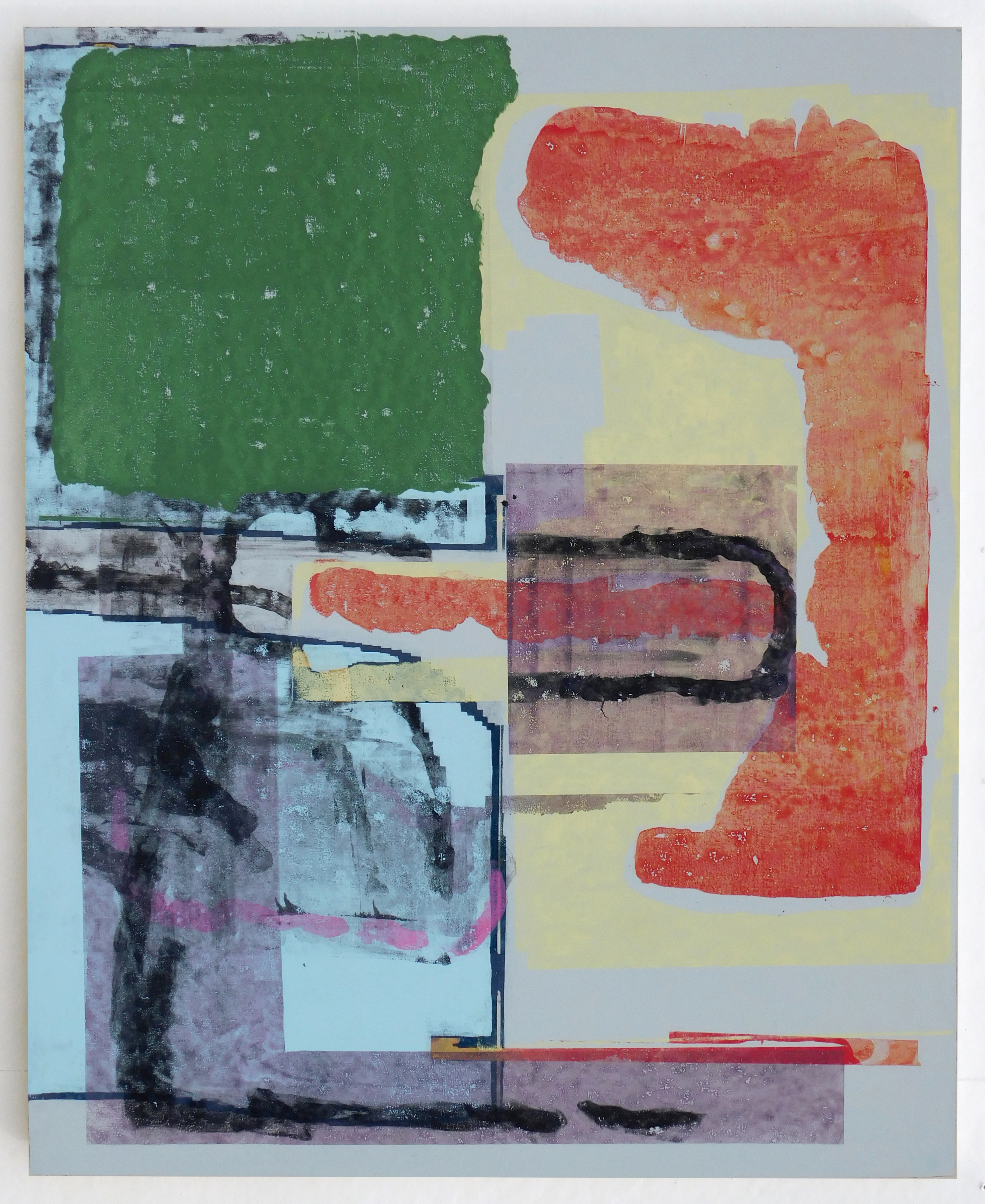 untitled (ham-handed big foot). screenprint and acrylic on canvas 43.5"x54"