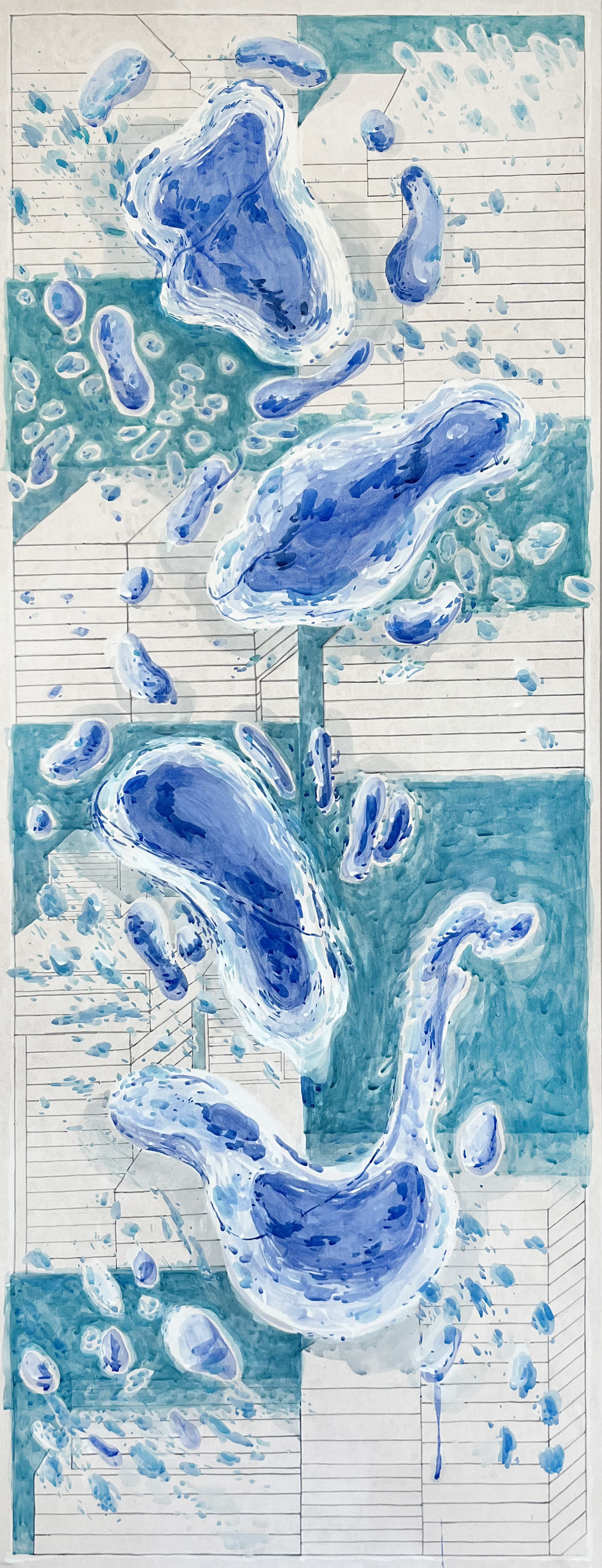 이만큼 주고 그만큼 돌아오지 않아, 2022, 순지에 채색, 130.3 x 50 cm