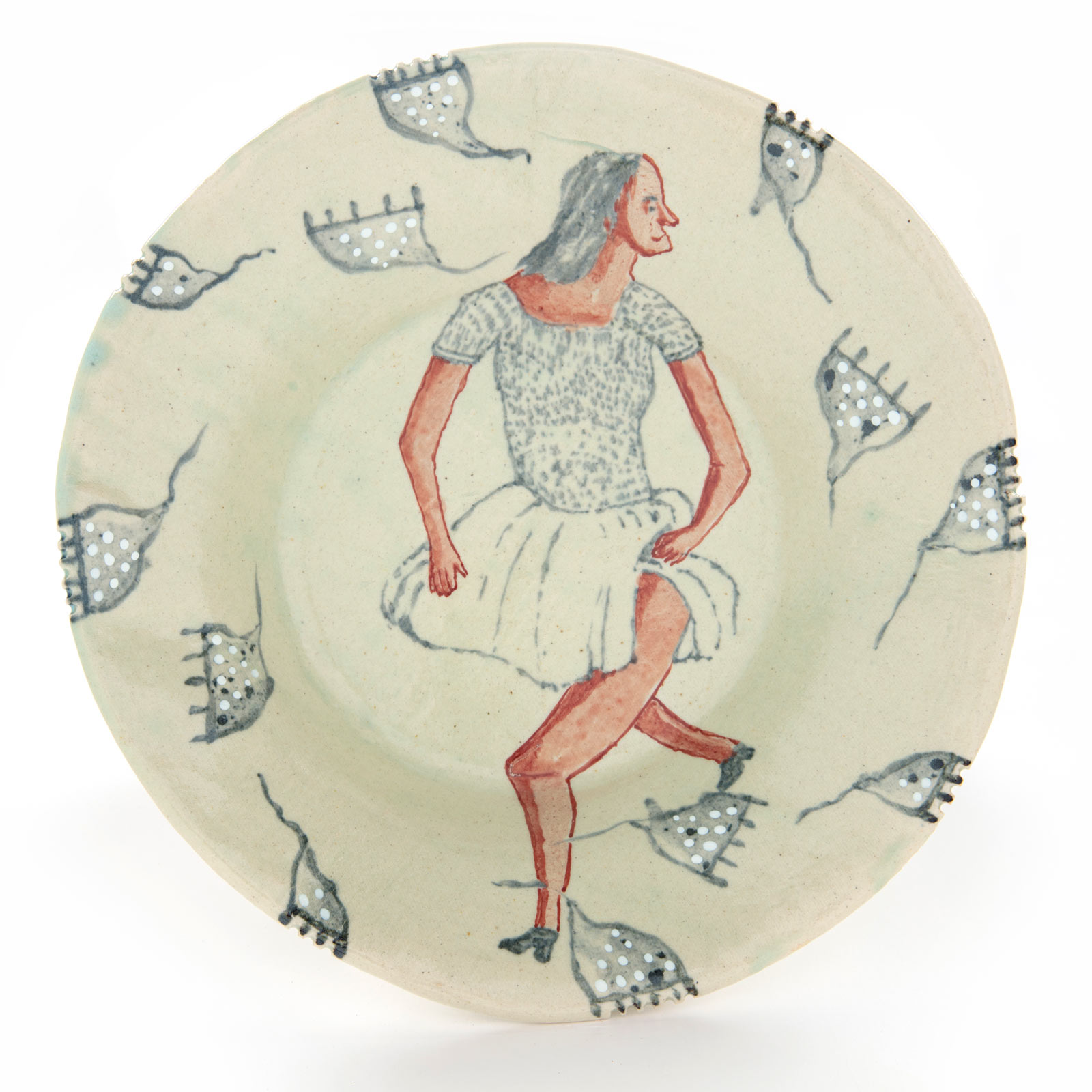 Woman in white dress, plate 9, 15.5.2020Glazed ceramic stoneware5.5 x 26cmSet of 9