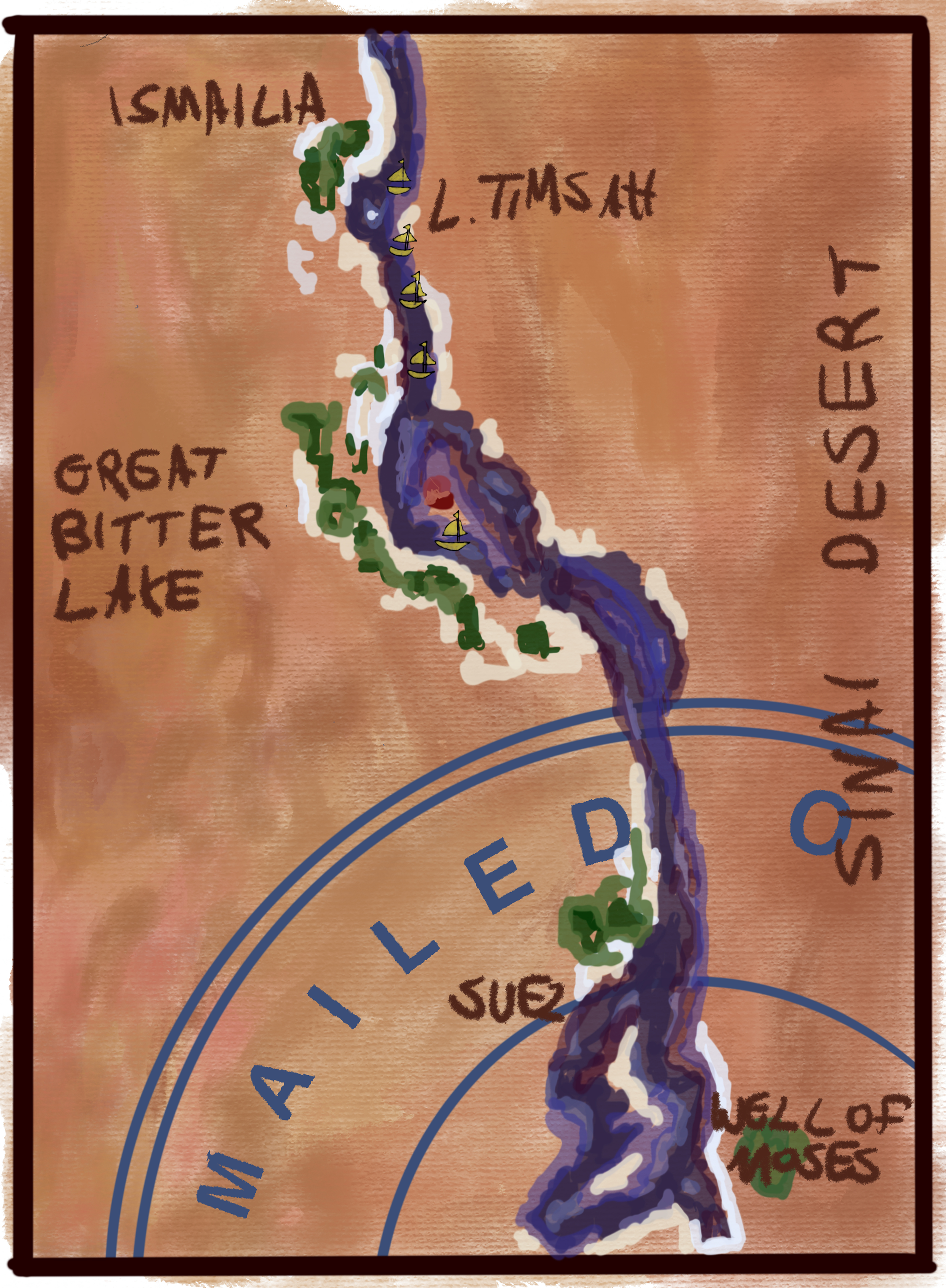 Treasure Map, drawing, 70X50 cm