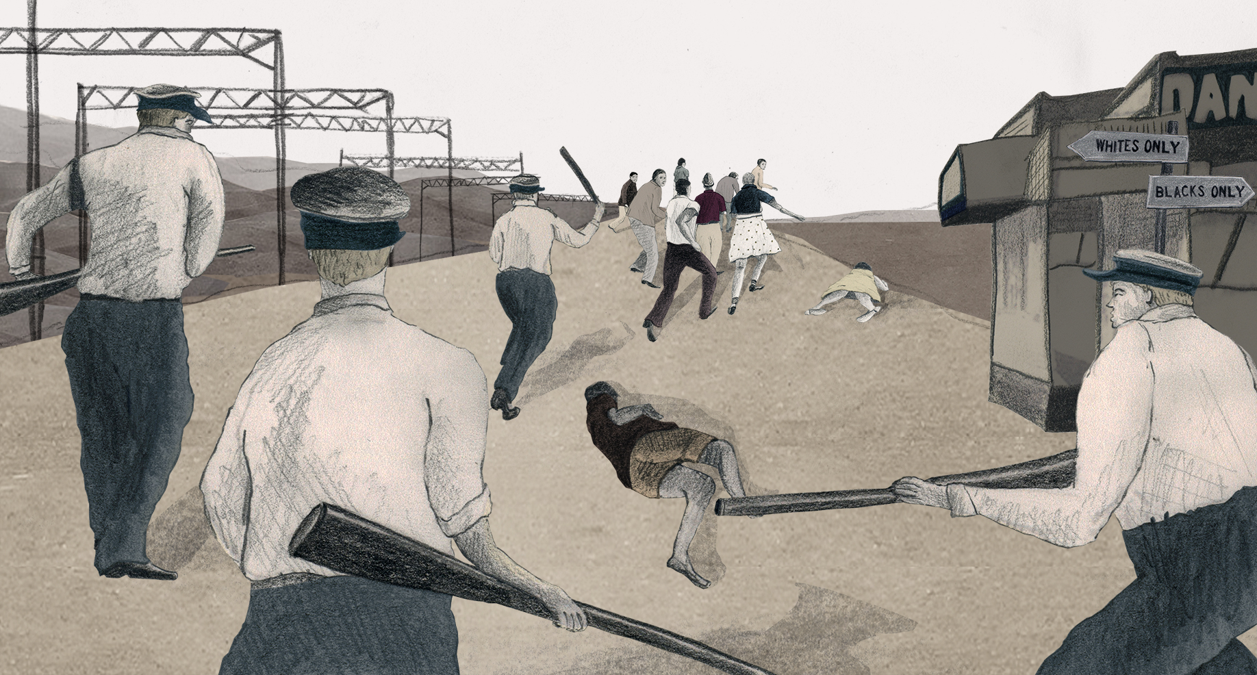 From a set of Illustrations for a documentary by Sarah Soal, about South African history.