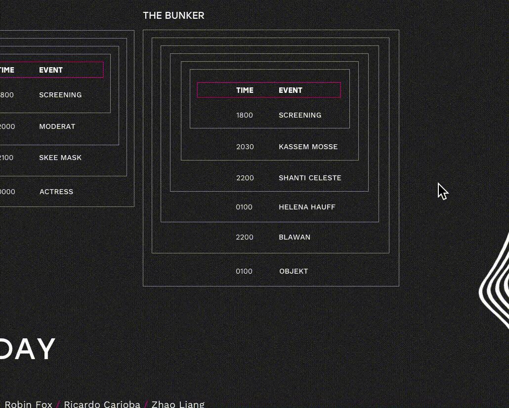 Hover effect on timetable