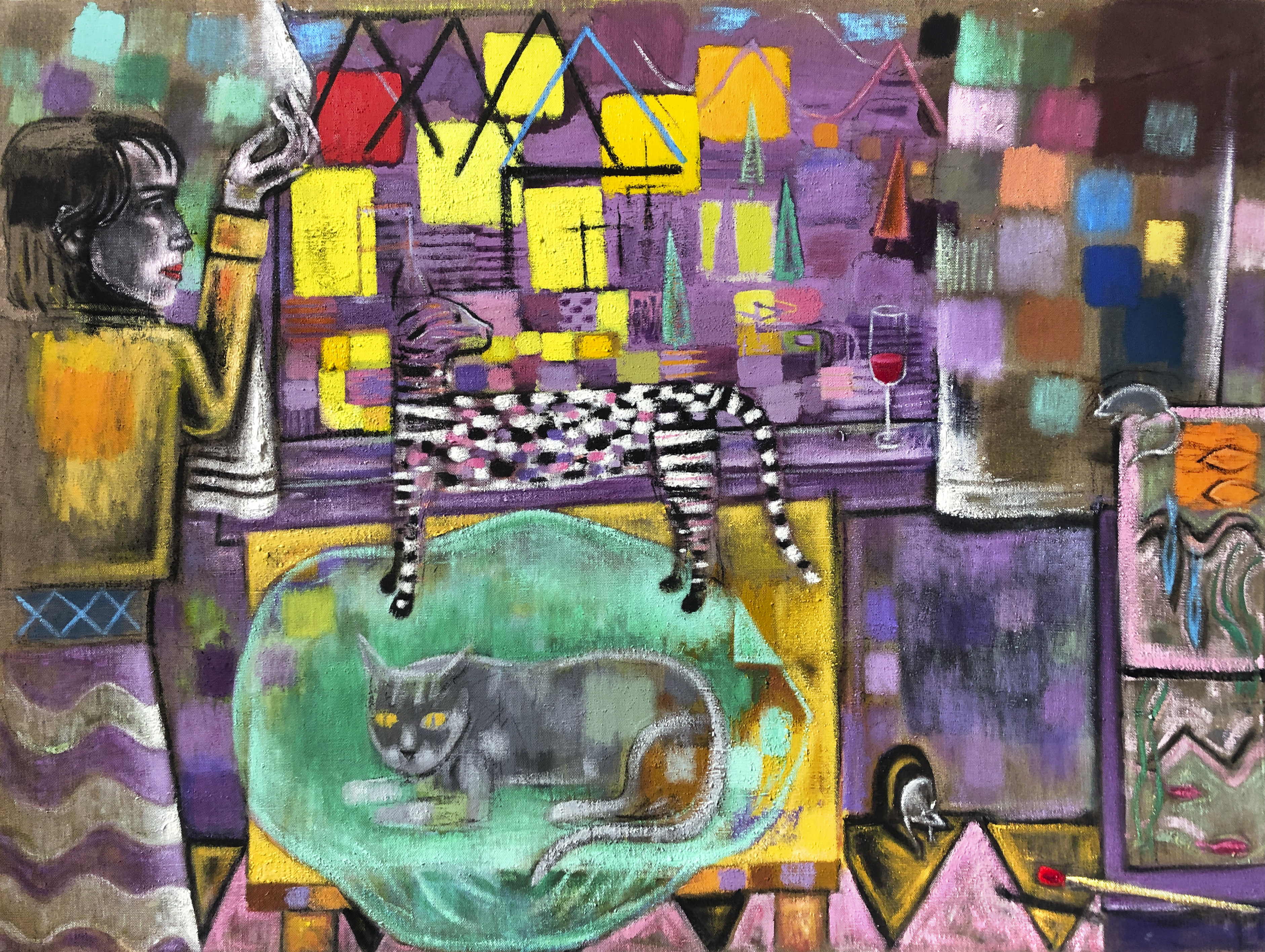 * The Yellow House,  56" x 42" oil on linen, 2020