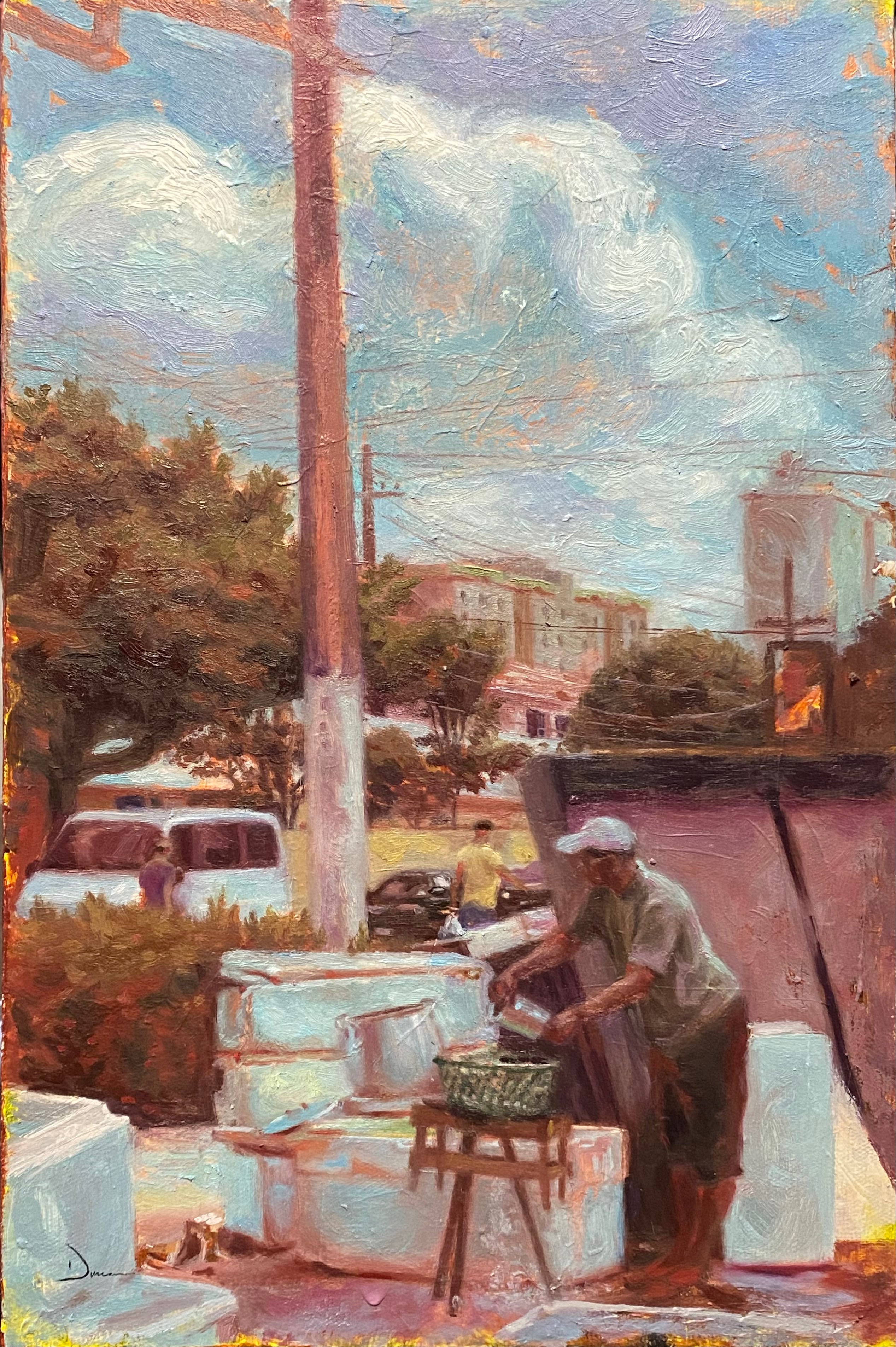 Proximidades, 2023. Técnica mista sobre tela (acrílica e oleo), 30 x 20 x 3,5 cm.