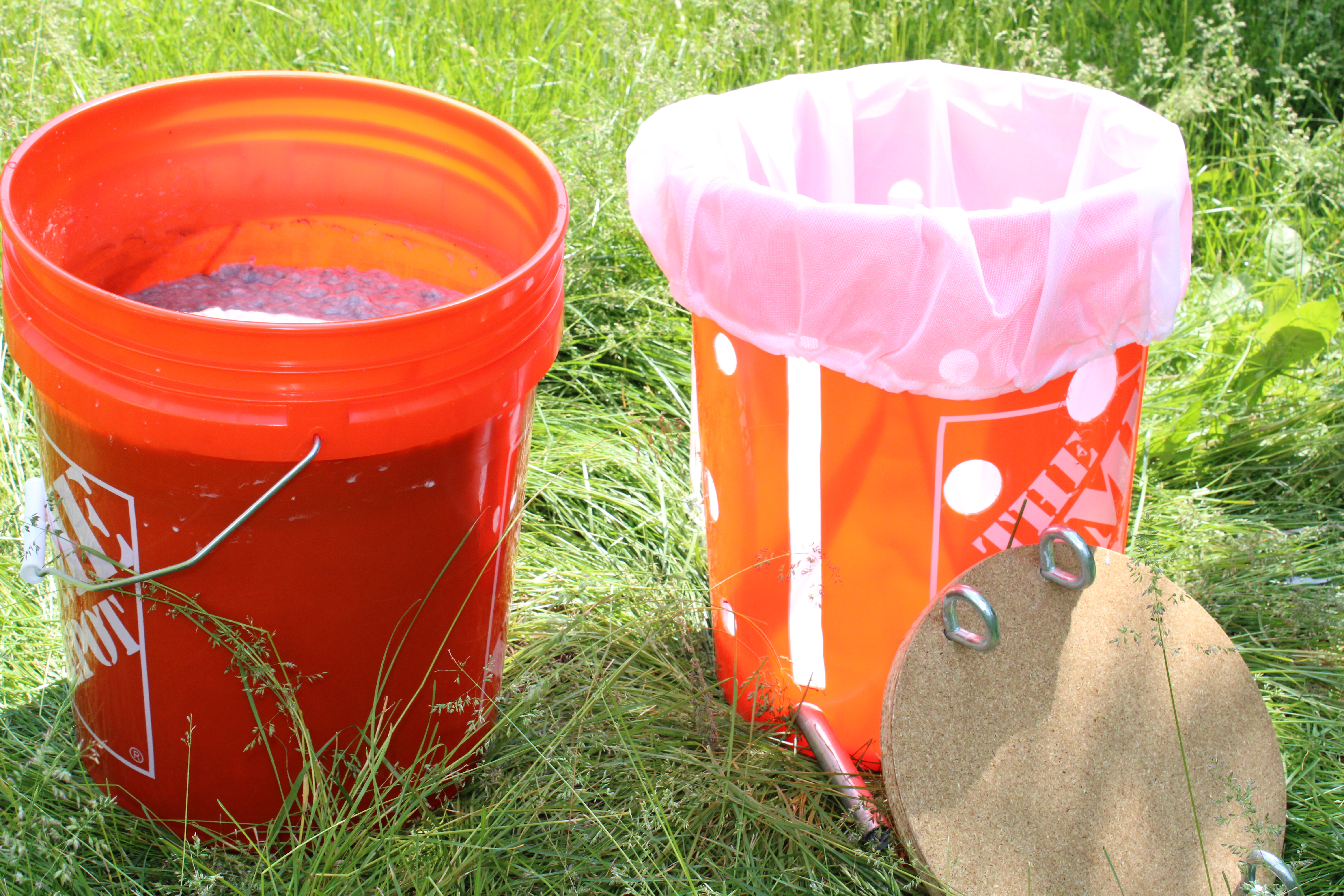 Prepping the home-made press.