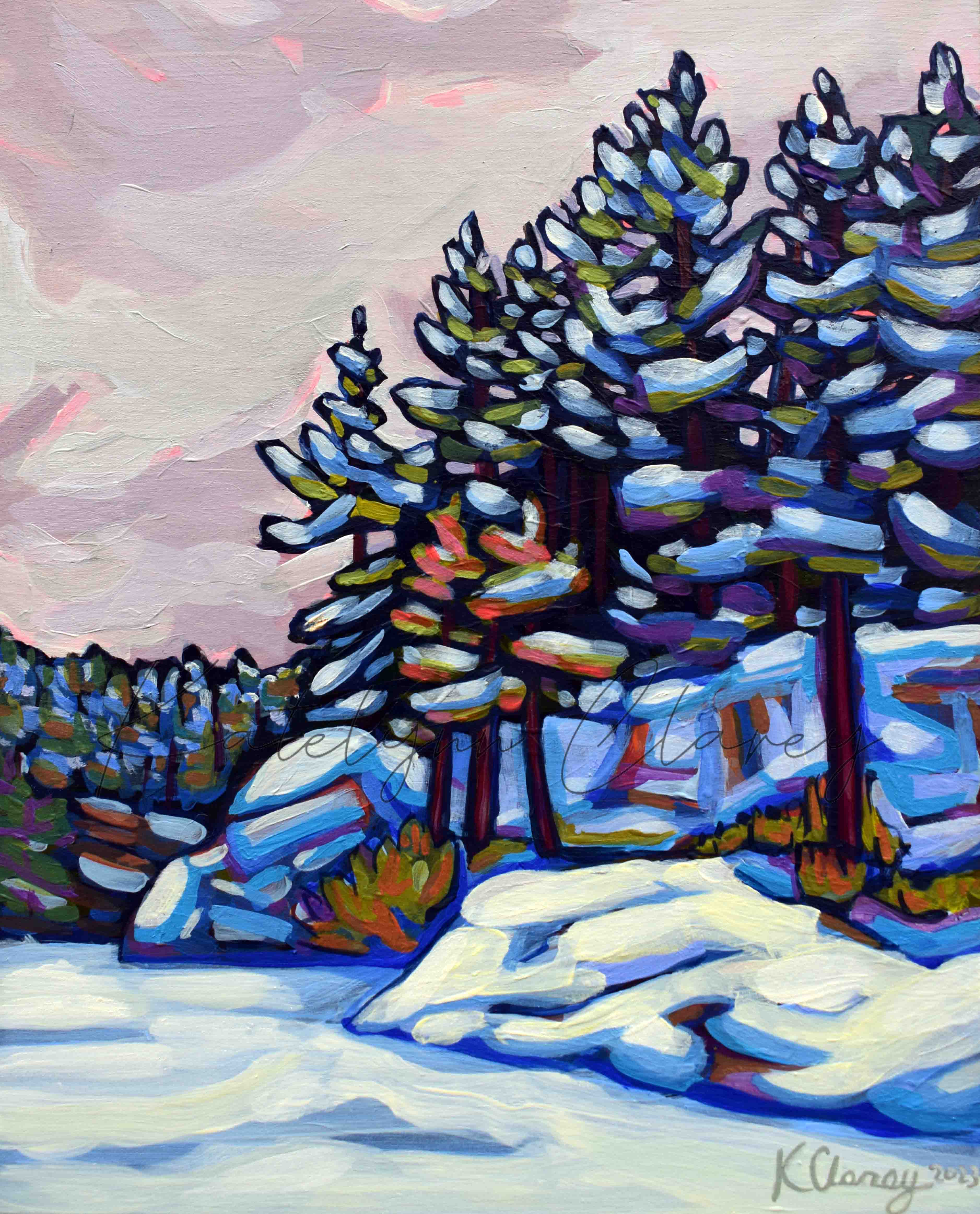 Rock Island, Acrylic on Cradle Board, 8 x 10", SOLD