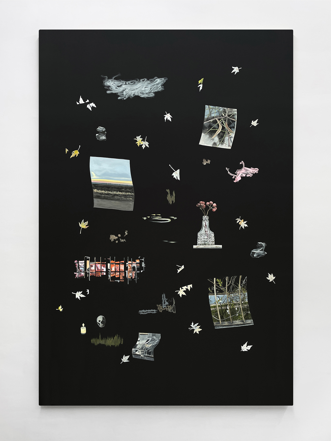 Vase from a Kyiv and Other Elements Oil on nylon, 190x130 cm, 2023