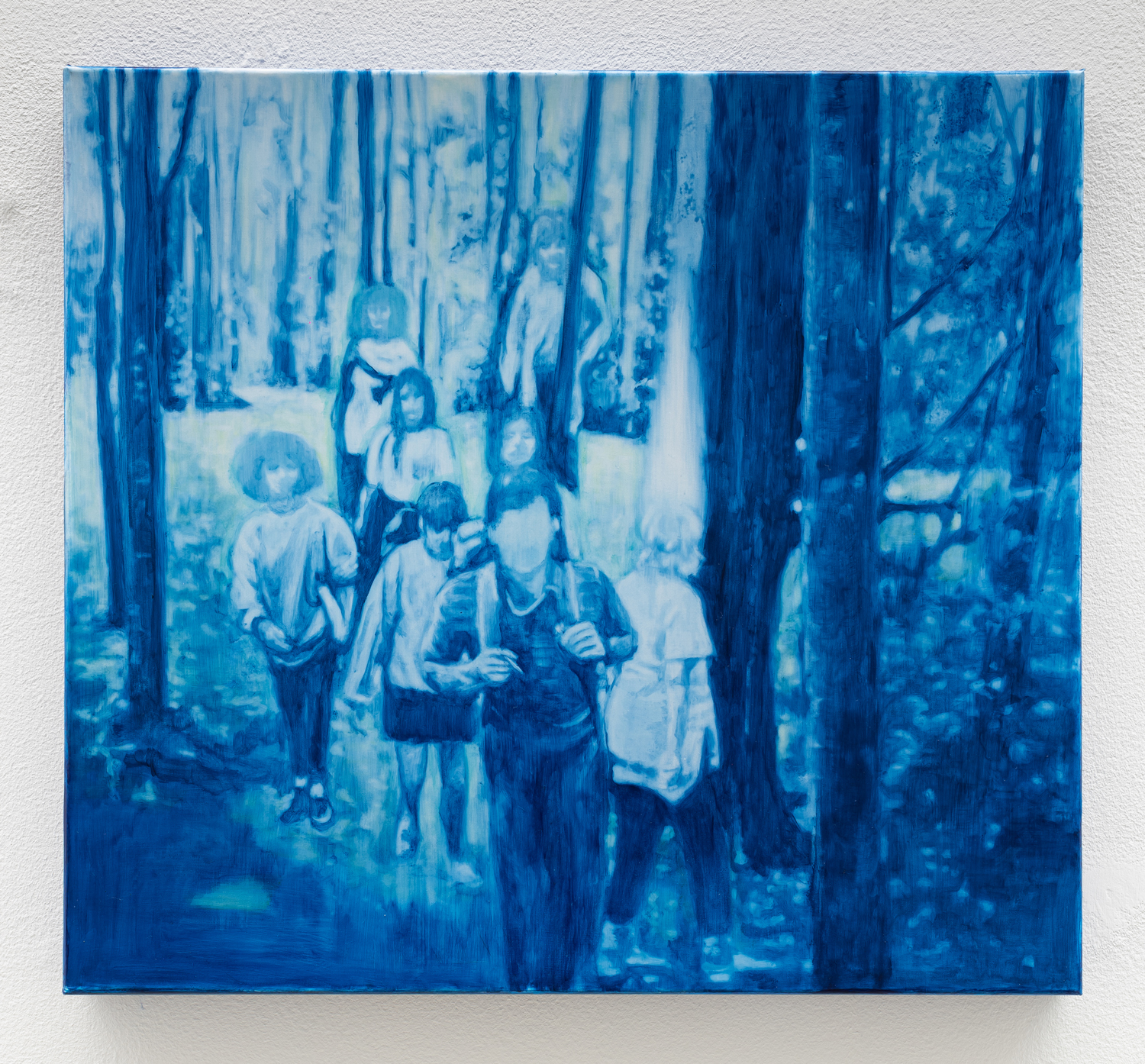 Leap (), 2022. Oil on silk, 55 x 50 x 5cm