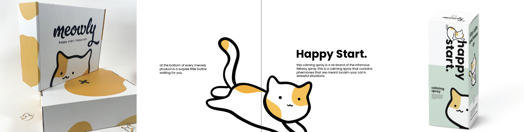 Meowly Product Happy Start and Shipping Box prototype (paired)Mockup, 2023