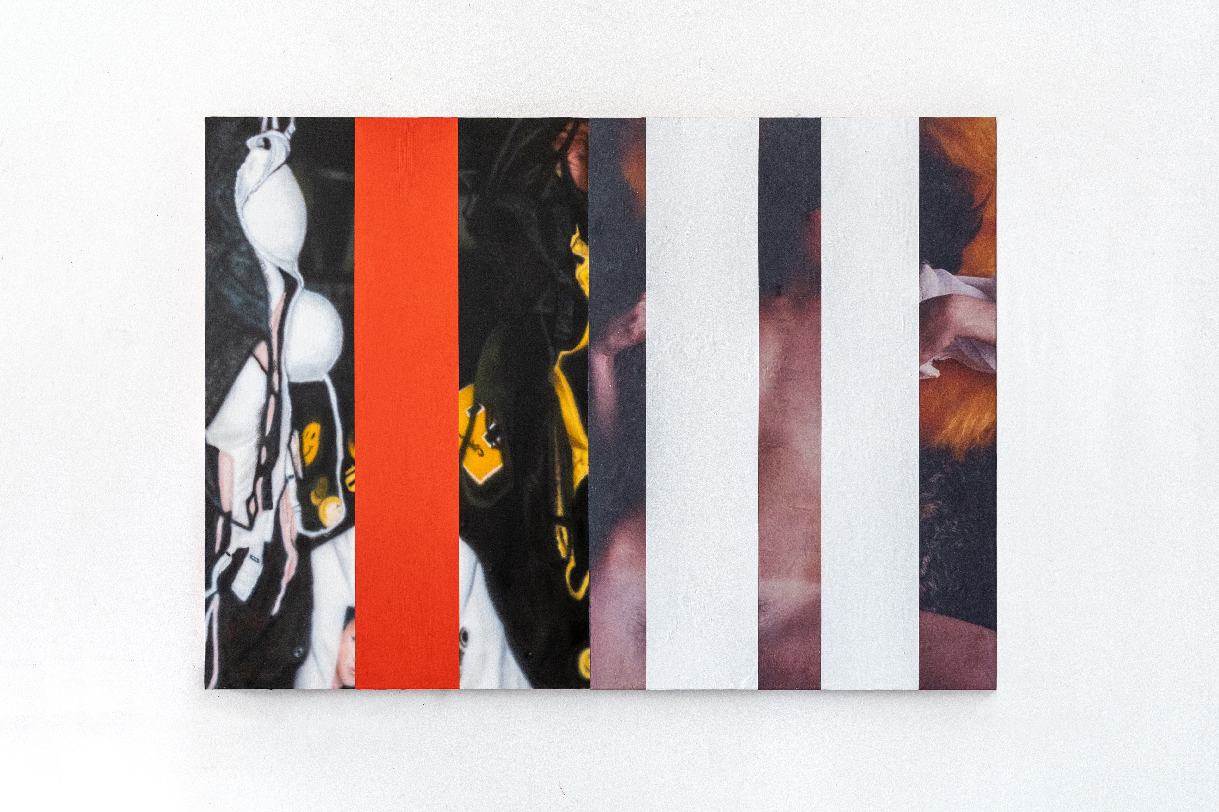 If you weren’t coming back here, this won’t exist, acrylic, pigment transfer, glitter and hydrochromic ink on linen, 39 in x54 in, 2024