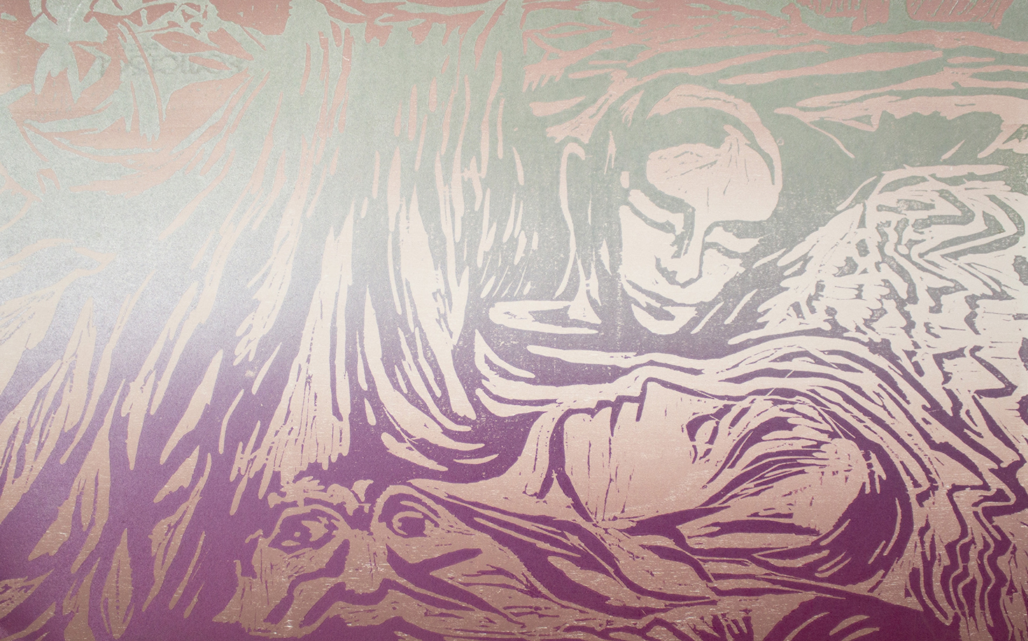 'The governess of floods',  2022. Woodcut on paper, 44x29cm