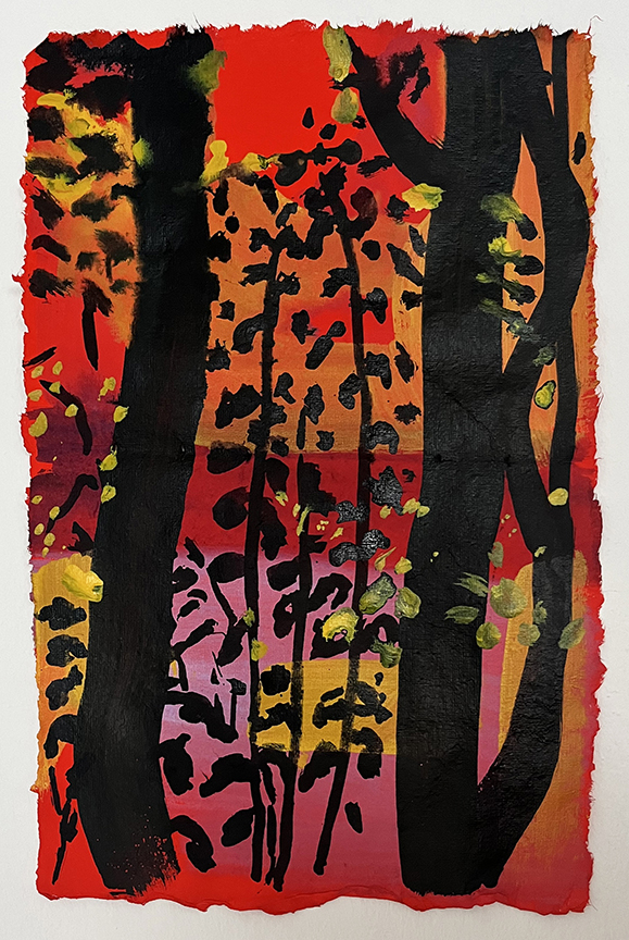 Sunset at Traunsee, ink study red 2, 2025Flashe, acrylic and ink on paper36 x 24 cm