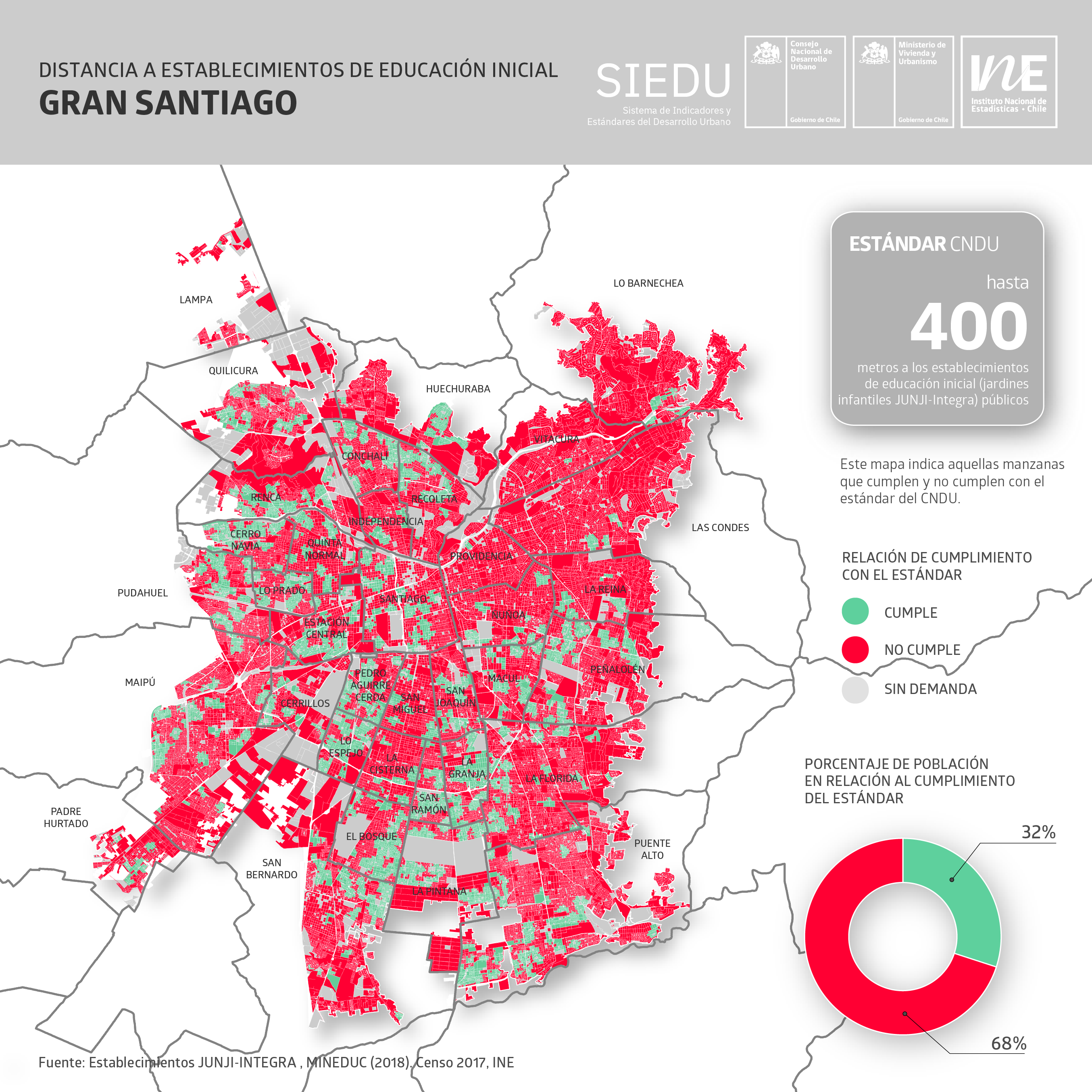 Distancia a establecimientos de educaci&oacute;n inicial. SIEDU &mdash; INE