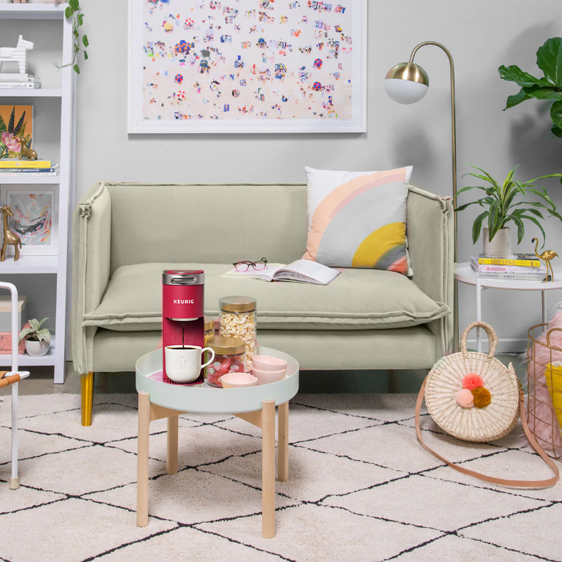 PINK K-Mini Keurig & coffee space decor 