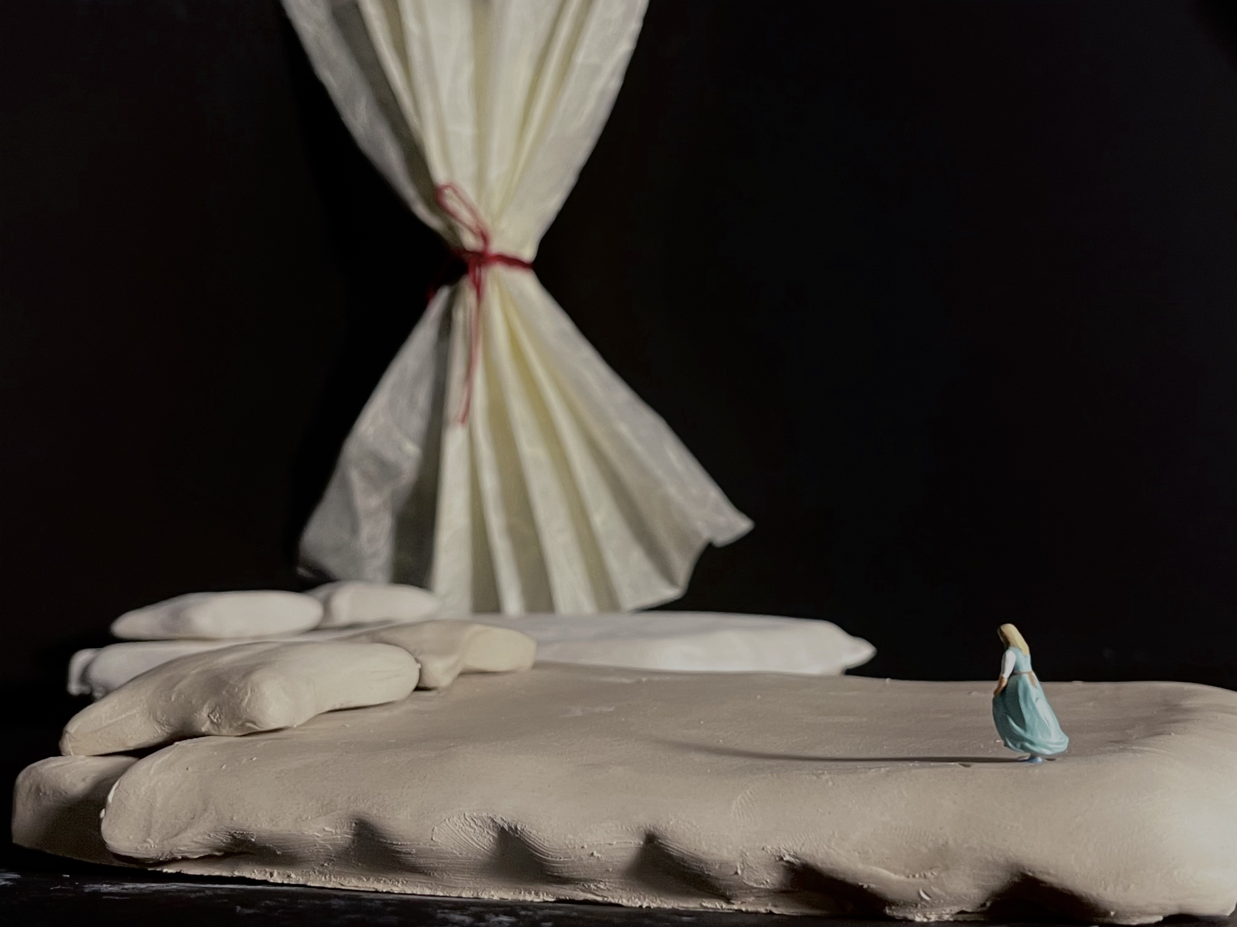 Amelia Bedelia, 2022, clay, string, and paper 