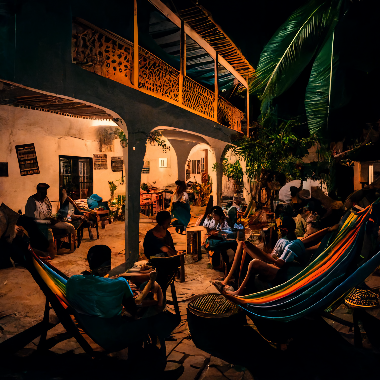 Viajero Hostel Patio at Night, Cartagena