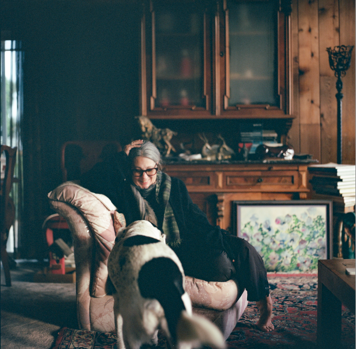 Leslie and Patches, the family dog at her aunt's home in Malibu.