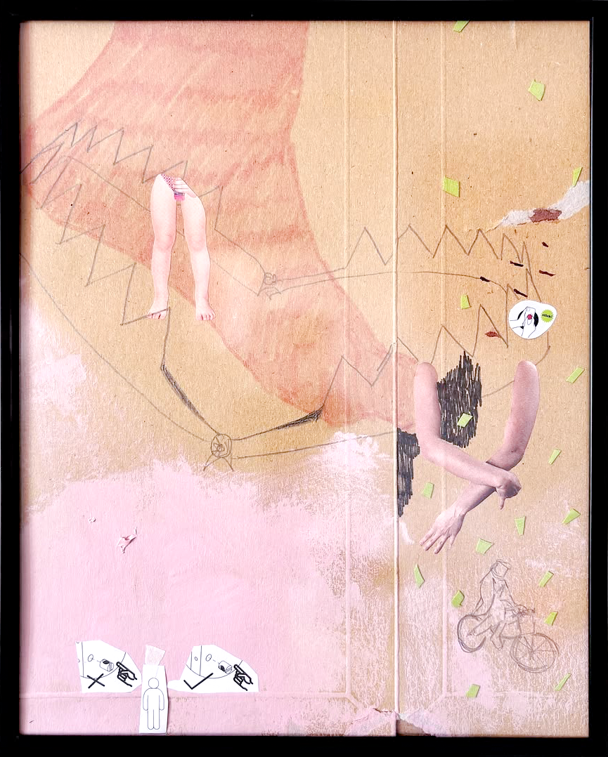 armadilha [trap], 2024magazine, paper and packaging cut-outs, acrylic paint, pencil30x24 cm