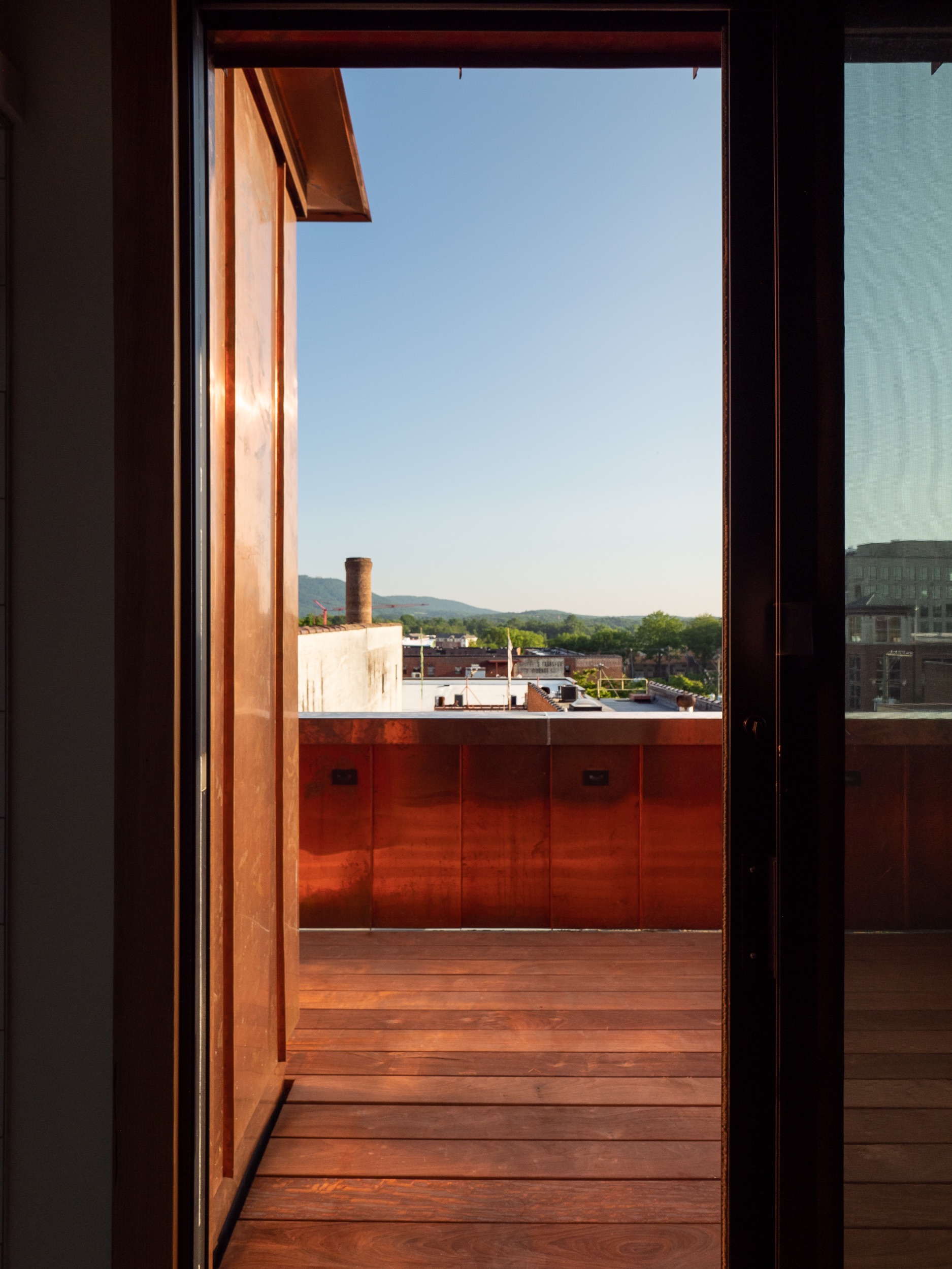 Terrace Framed View South | Charlottesville Loft Apartment | PARABOLA Architecture | Kevin Burke Photography | Copyright 2023