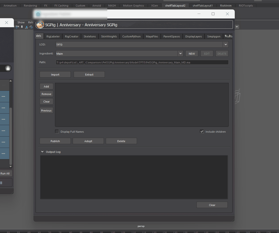 Export for character asset type in Maya