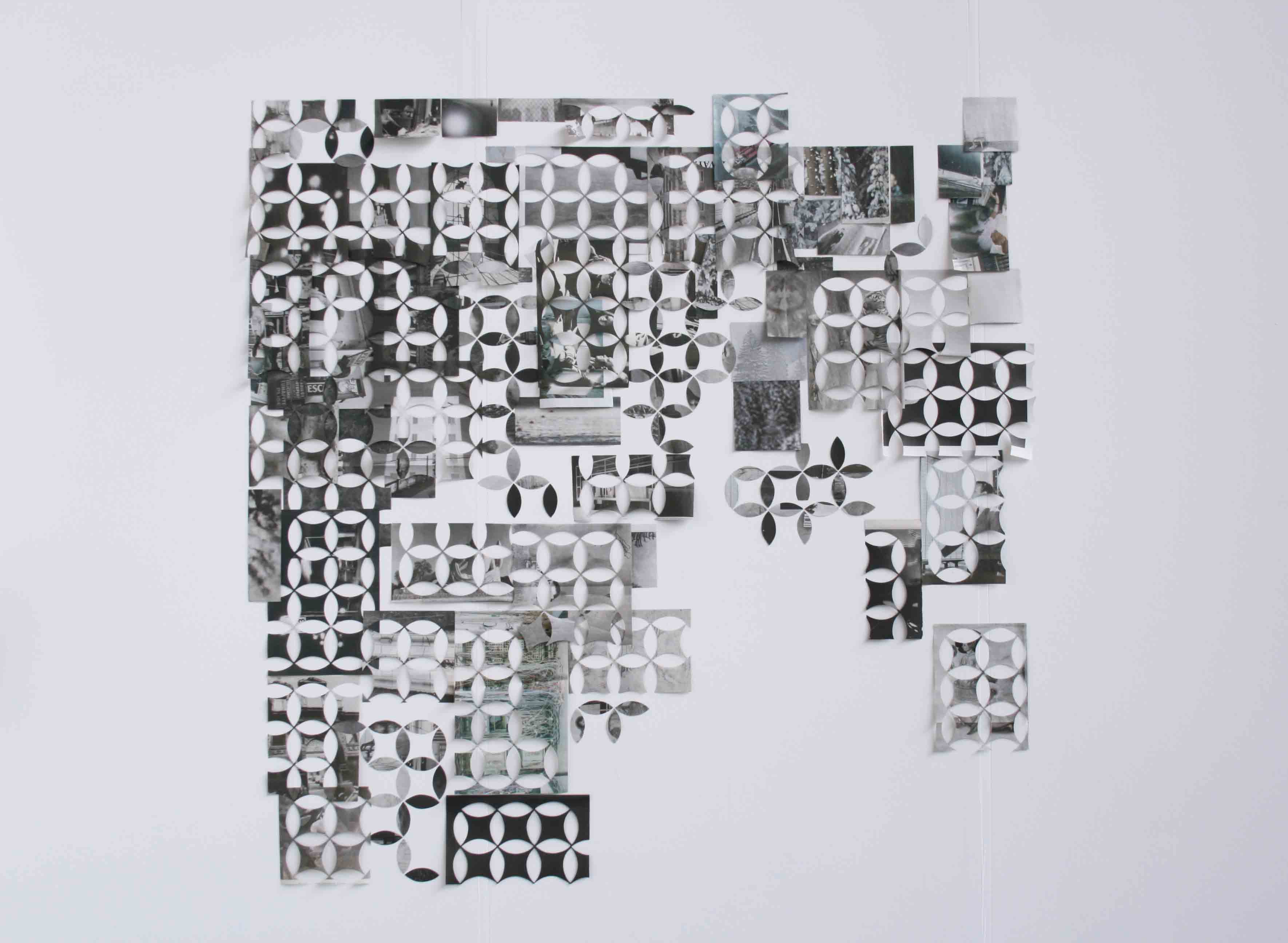 ohne Titel, 2009, Zeitungsfotos, 155 x 155 cm