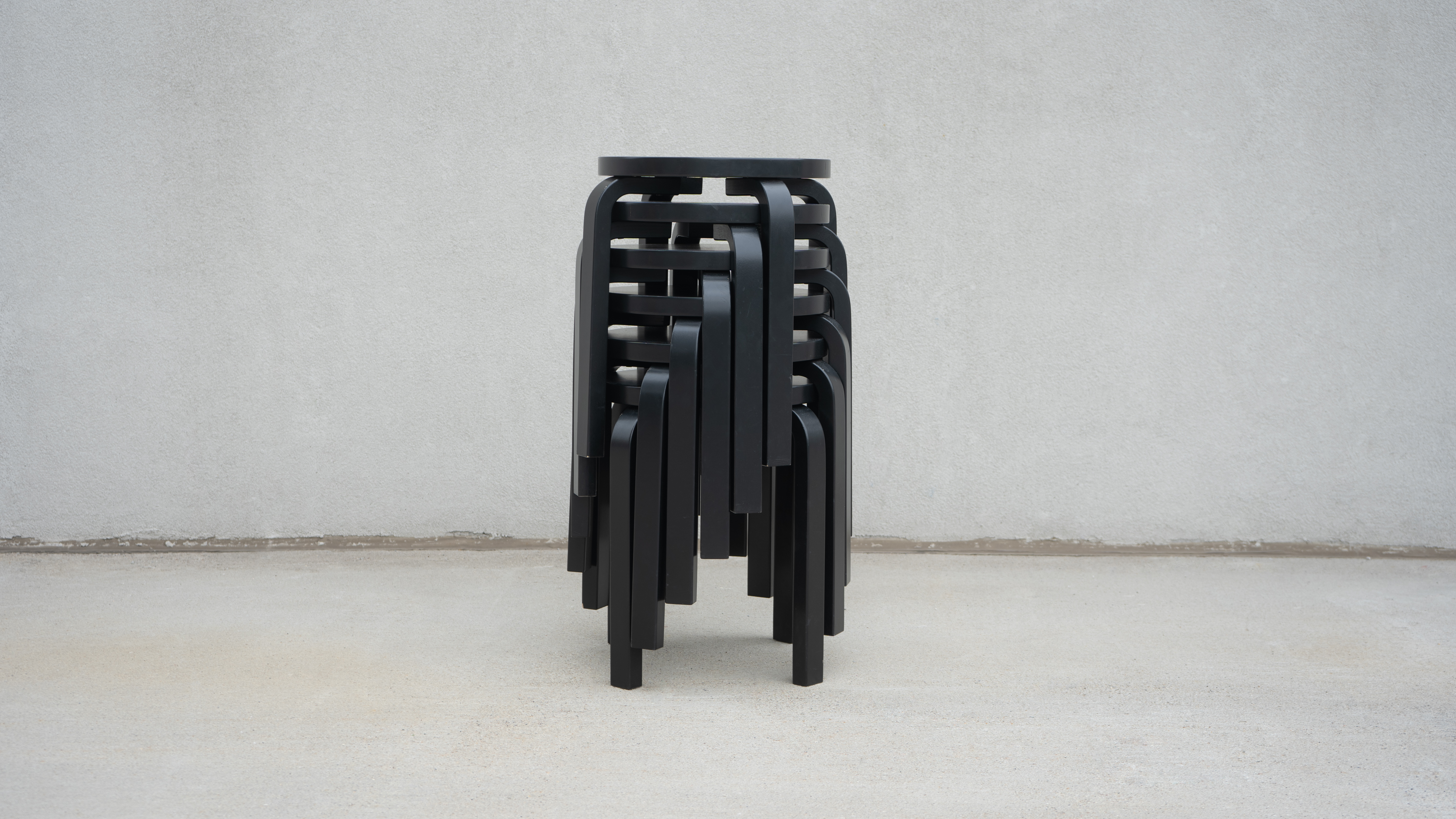 SWEETERFAT ALVAR AALTO ARTEK STOOL E60, STACKING BENTWOOD STOOL 