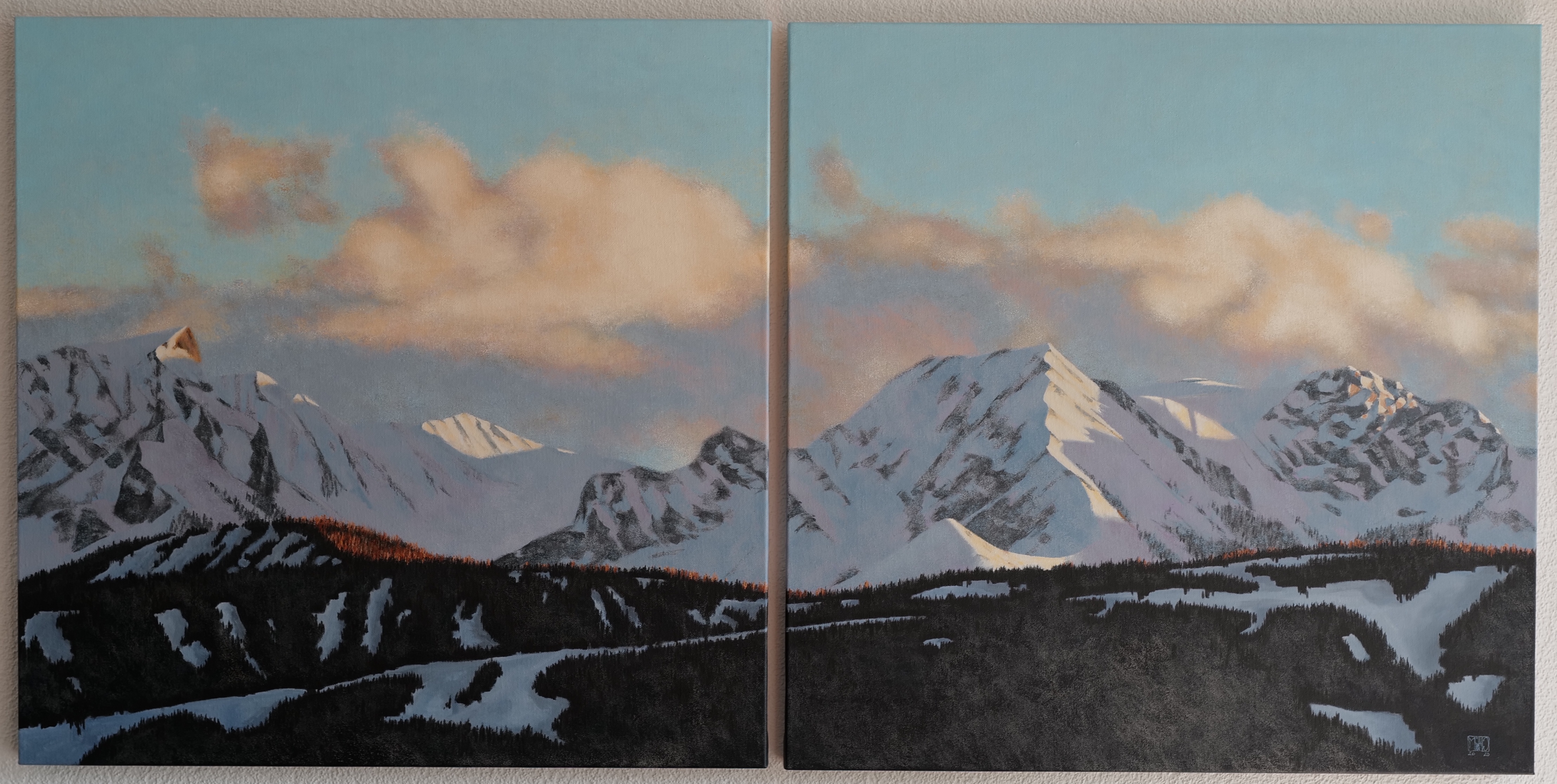 127/128–«Gäntu 1 + 2» 2 mal 70×70 cm (Zwillingsbild)Acryl auf Leinwand2020sold