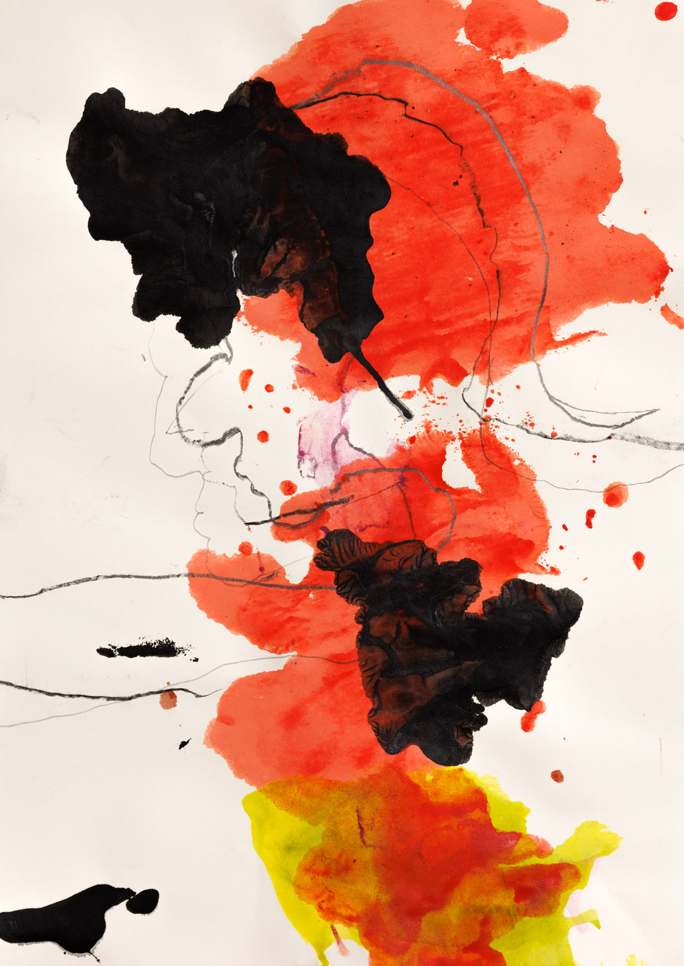 o. T.Acryl, Kohle auf PapierDIN A2