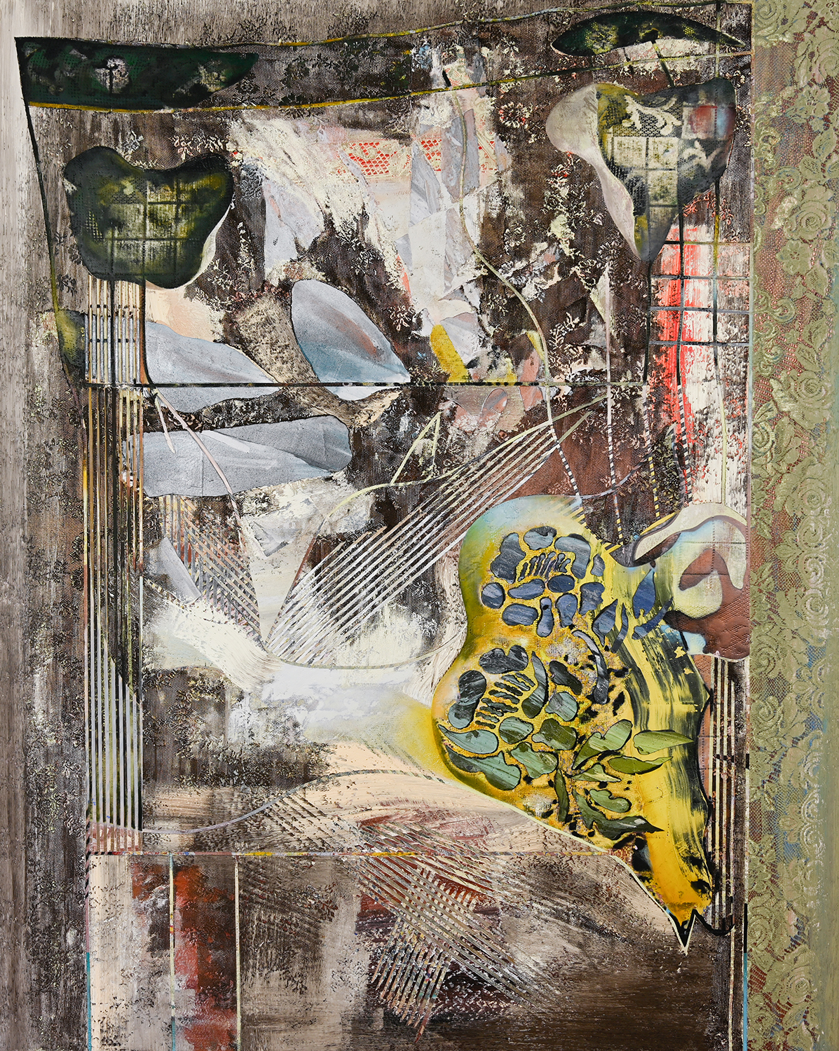 Kim Benson, Terminal Beach (Goldenrod, Wings, and Dust), 2020, 74 x 60", oil on canvas
