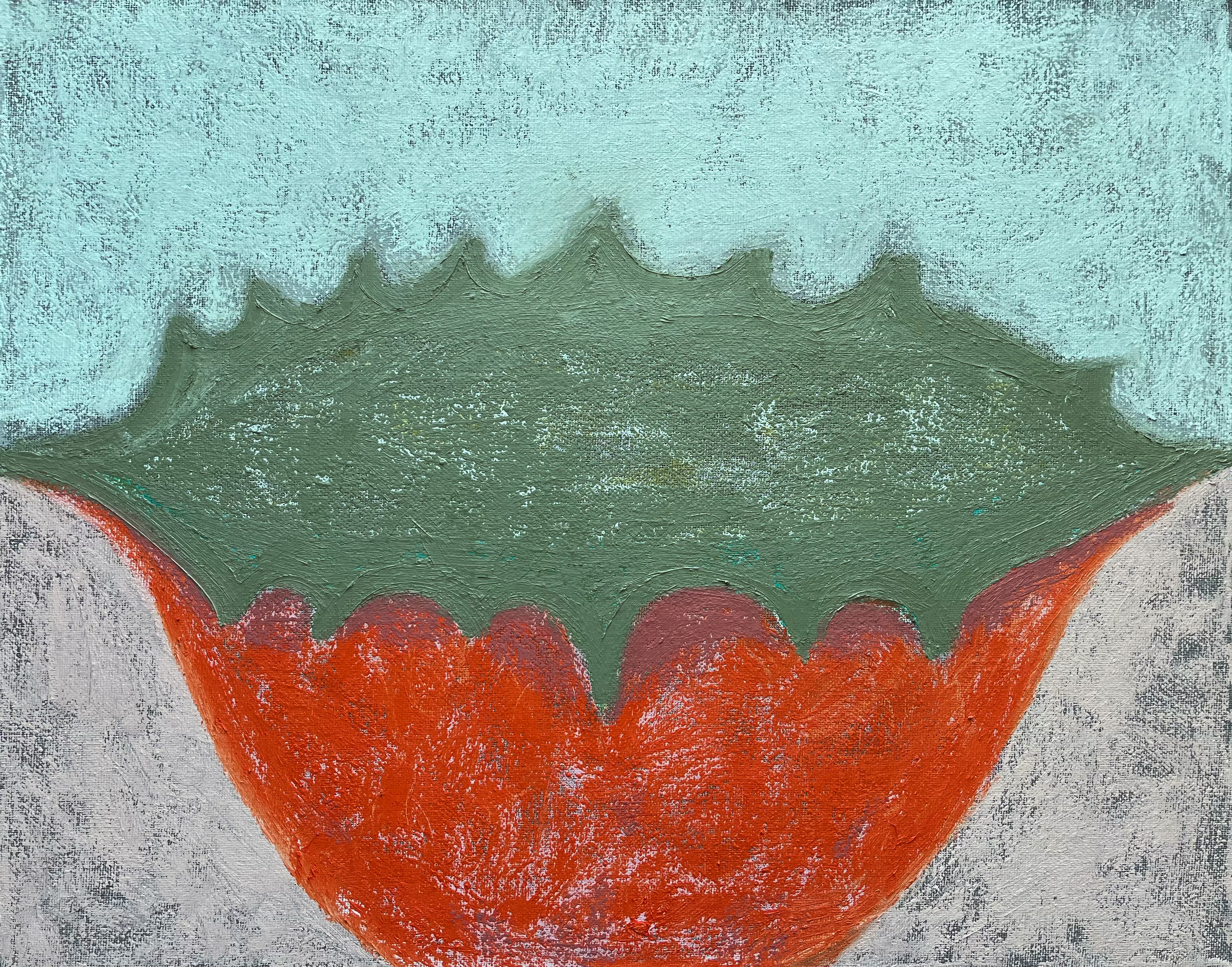 Earthly Delights (2023), acrylic and oil stick on canvas. 16 x 20 inches.