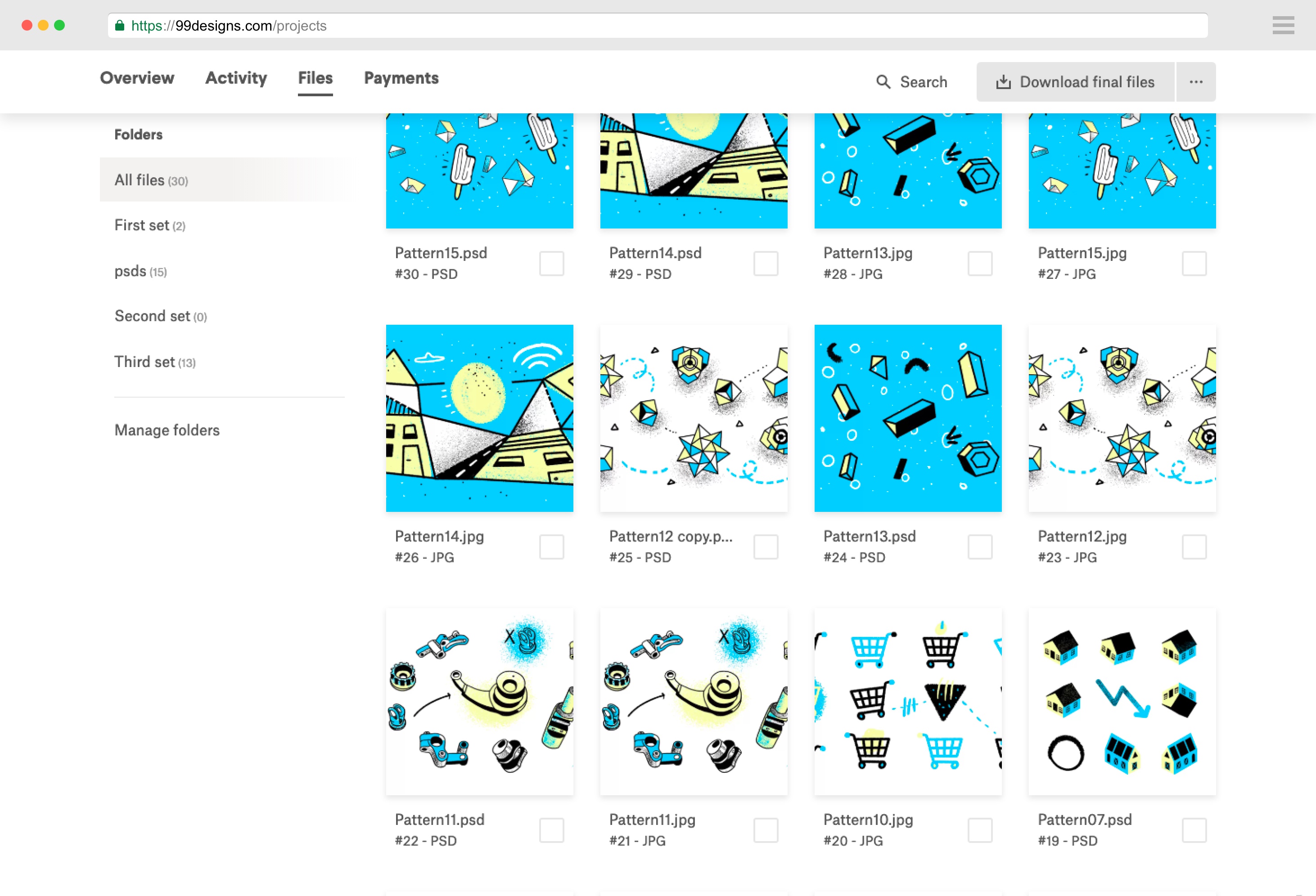Managing files in a project