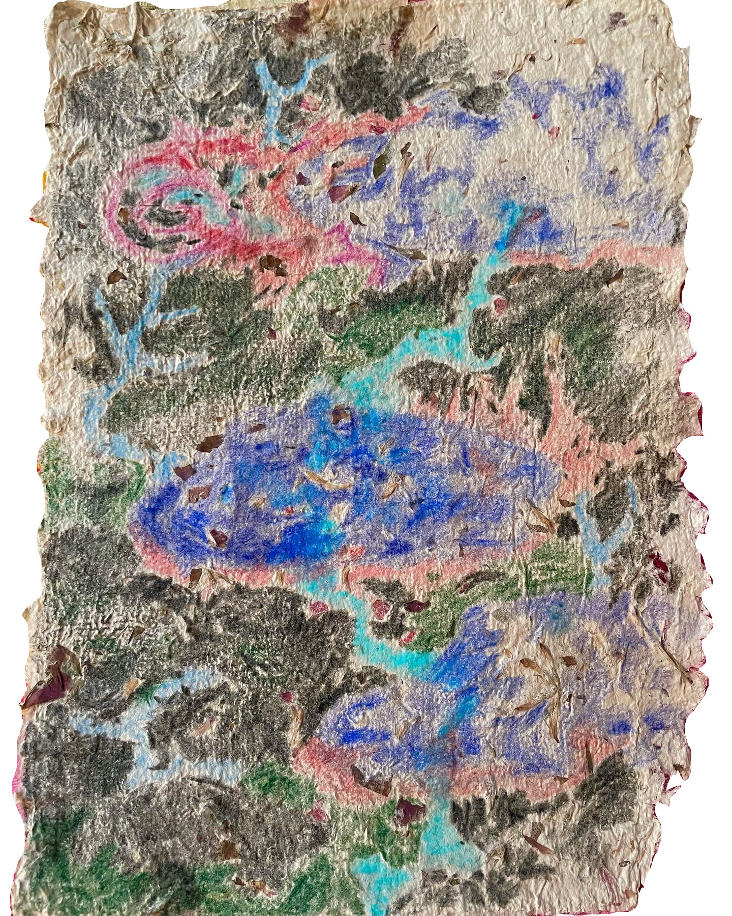 pools, colored pencil on handmade paper, 2021