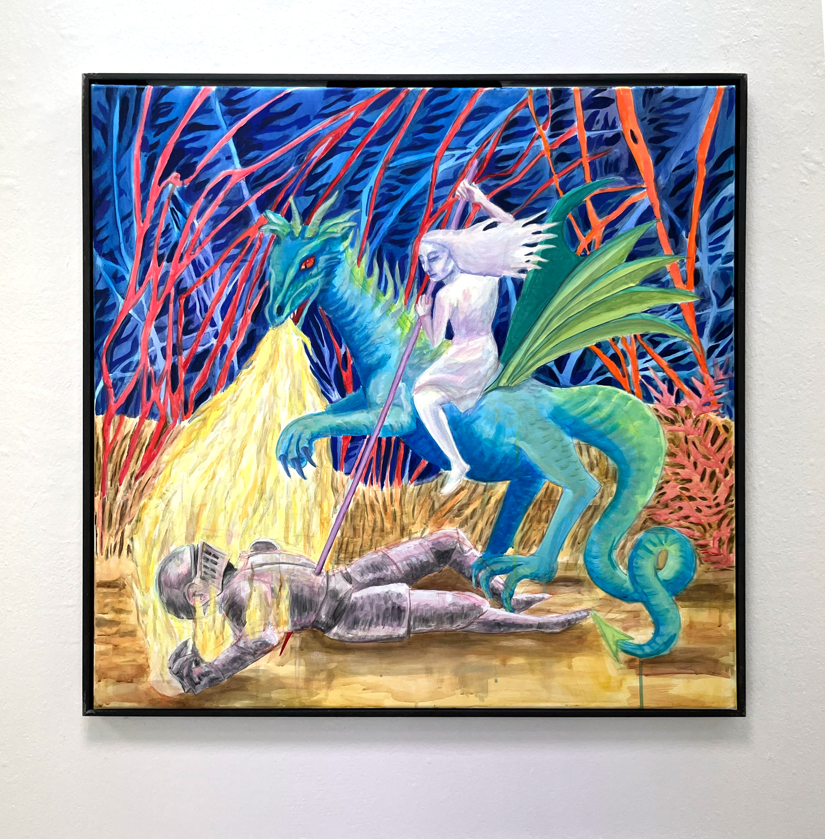 Burn me at the stake you thought I was a witch, centuries ago now you just call me a bitch. 90 x 90 cm. Huile sur toile. 2024