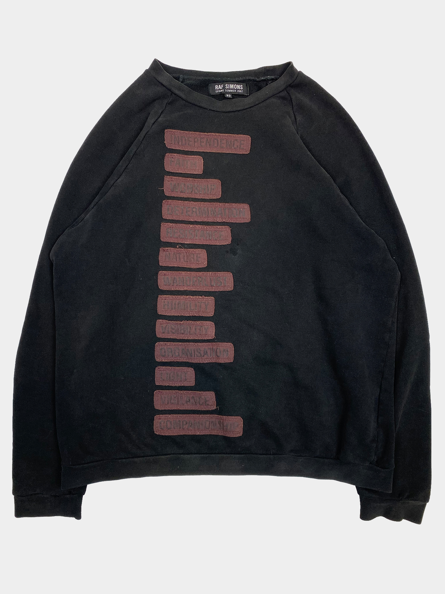 RAF SIMONS S/S02 Independence Patched Sweatshirt — ARCHIVED