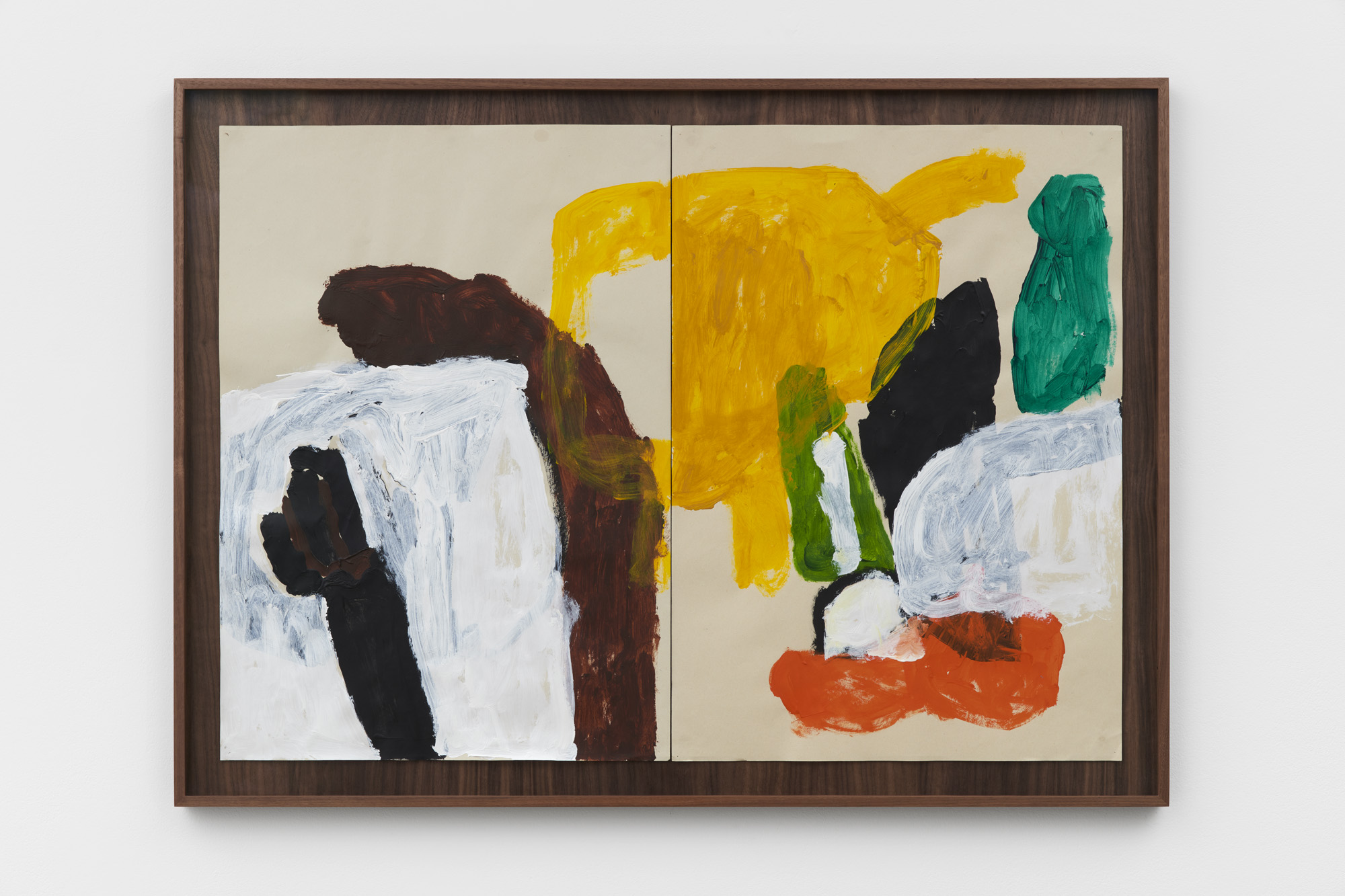 Children playing football at golden hour, 2020 &ndash; Acrylic on paper (Diptych), 59.4 x 84.1 cm